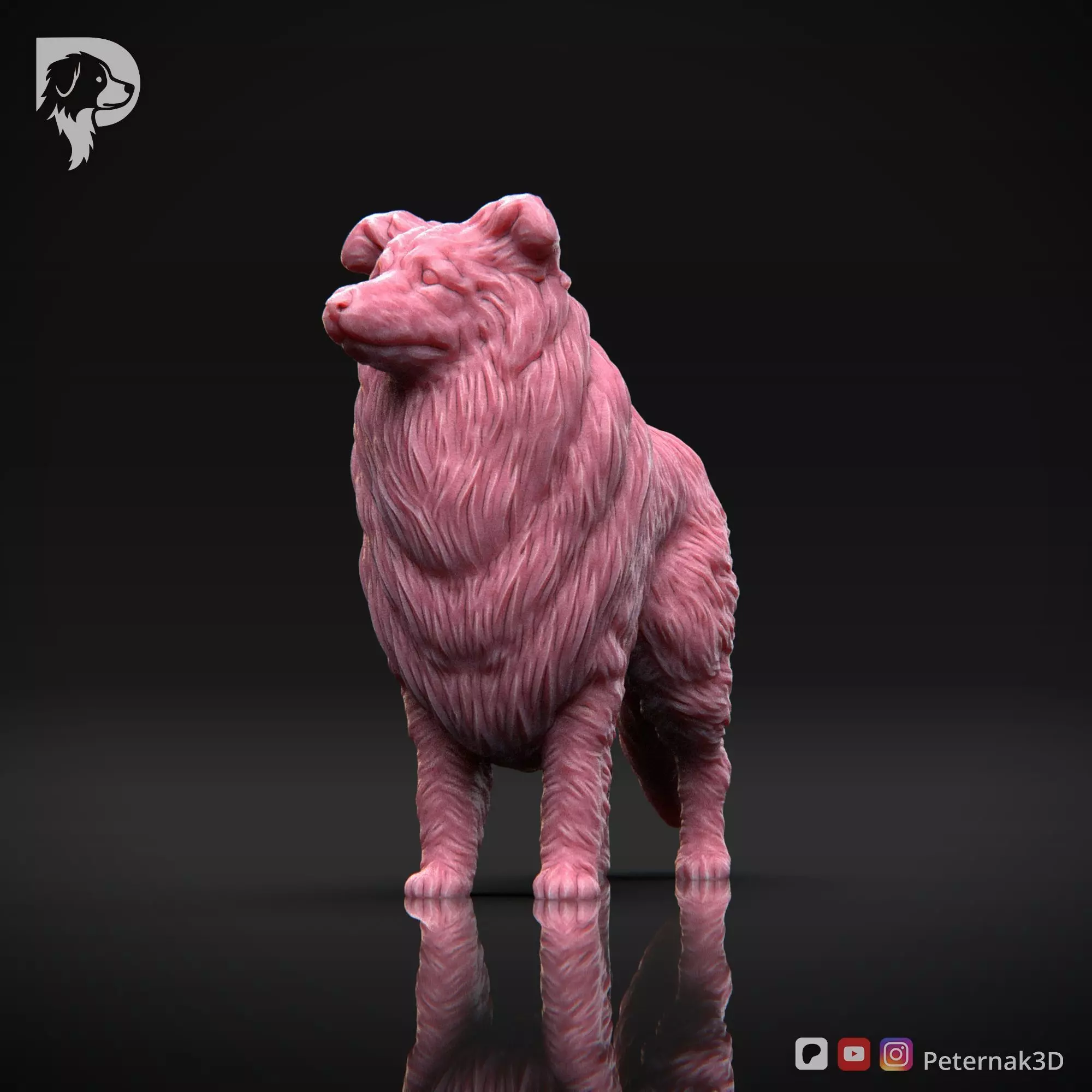 Dog 3D Print Model Collie Rough Dog Pose 03 Ready STL 3D print model_11