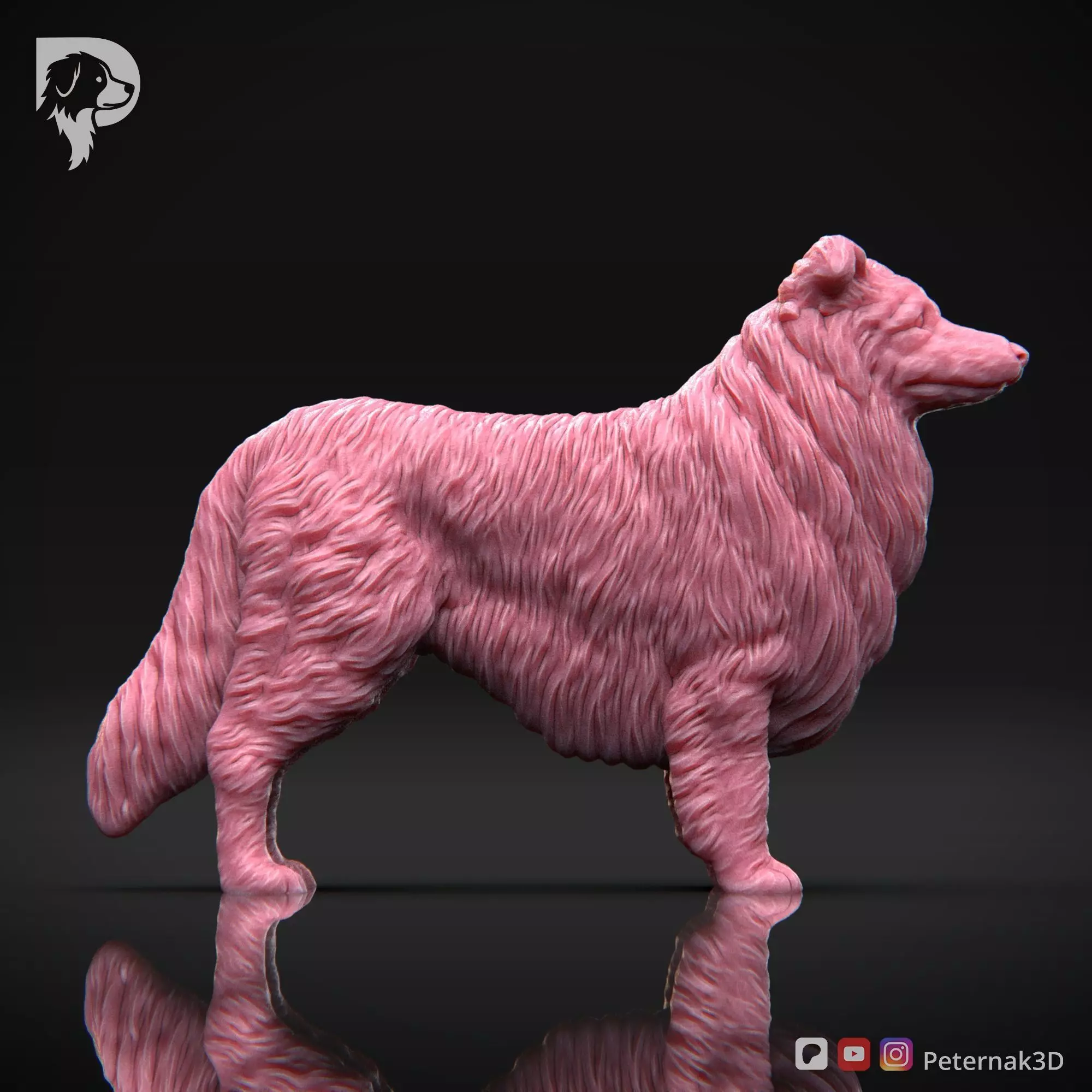 Dog 3D Print Model Collie Rough Dog Pose 03 Ready STL 3D print model_4