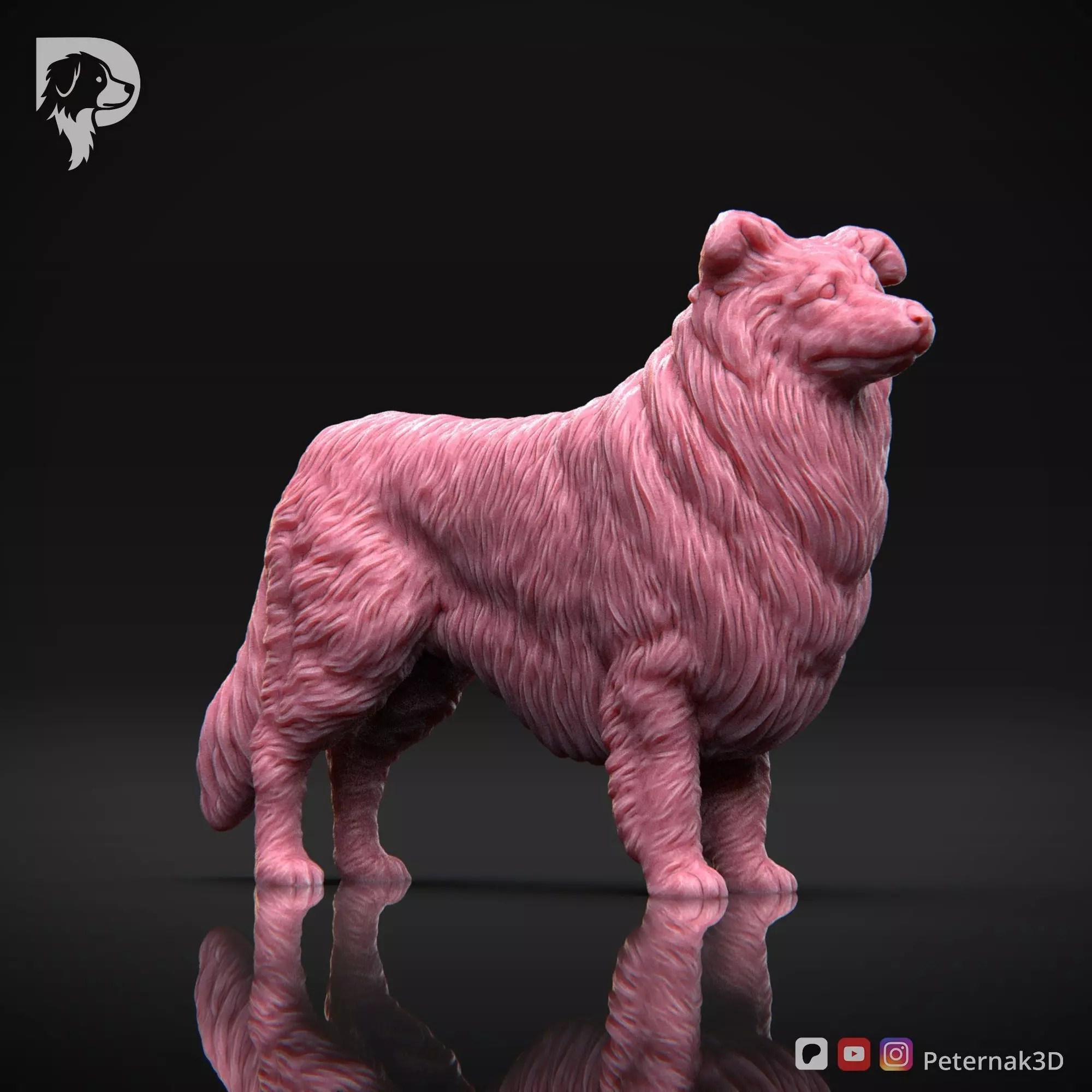 Dog 3D Print Model Collie Rough Dog Pose 03 Ready STL 3D print model_3