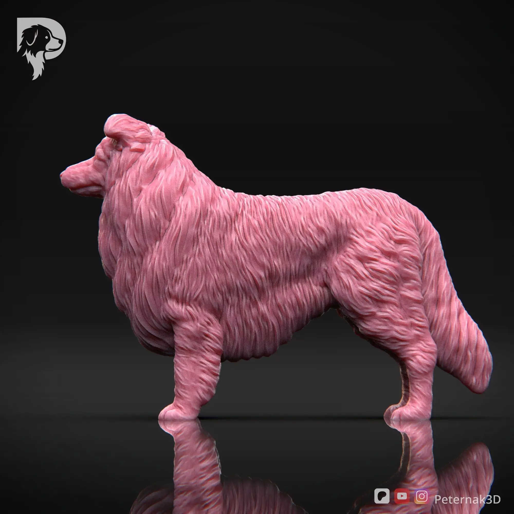 Dog 3D Print Model Collie Rough Dog Pose 03 Ready STL 3D print model_9