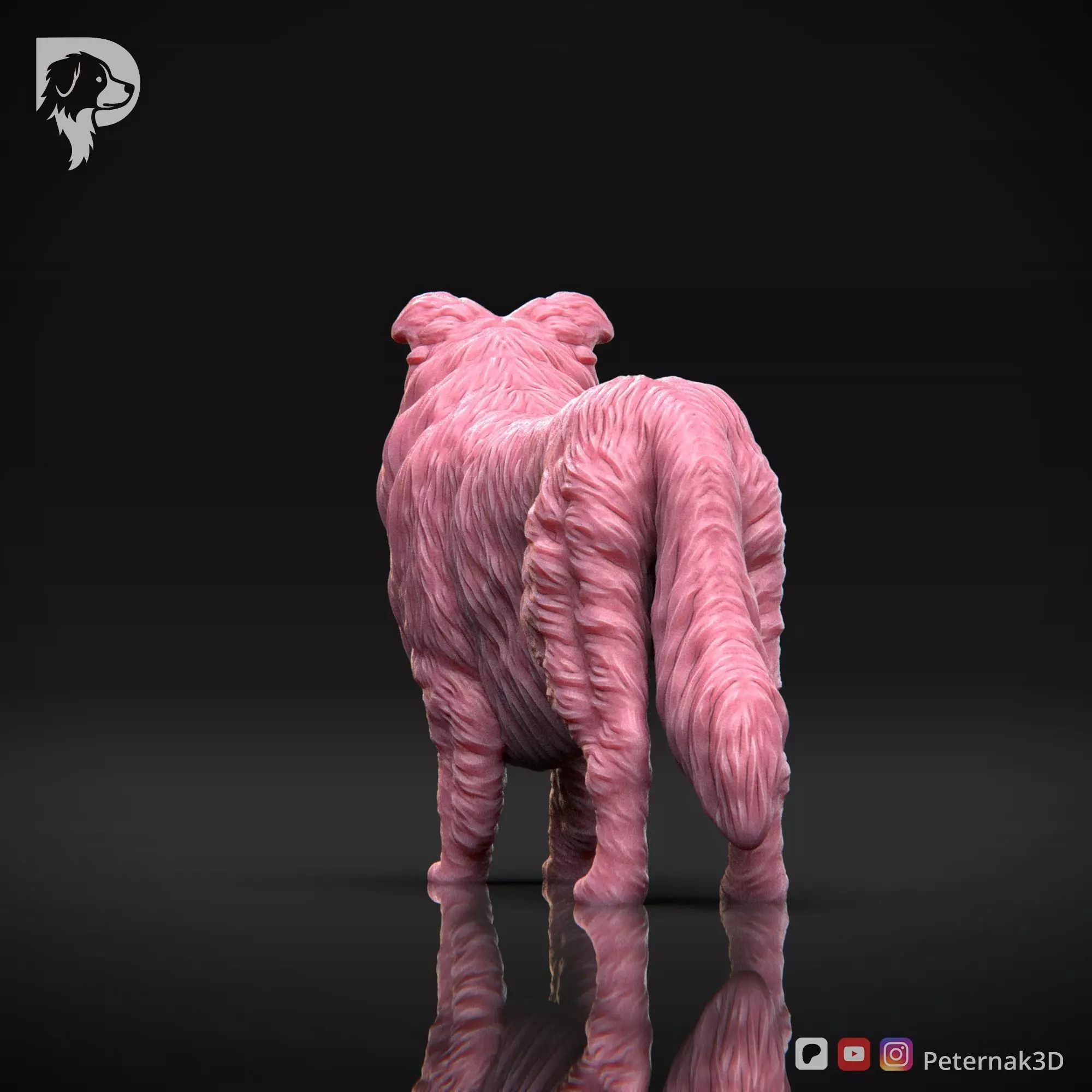 Dog 3D Print Model Collie Rough Dog Pose 03 Ready STL 3D print model_7