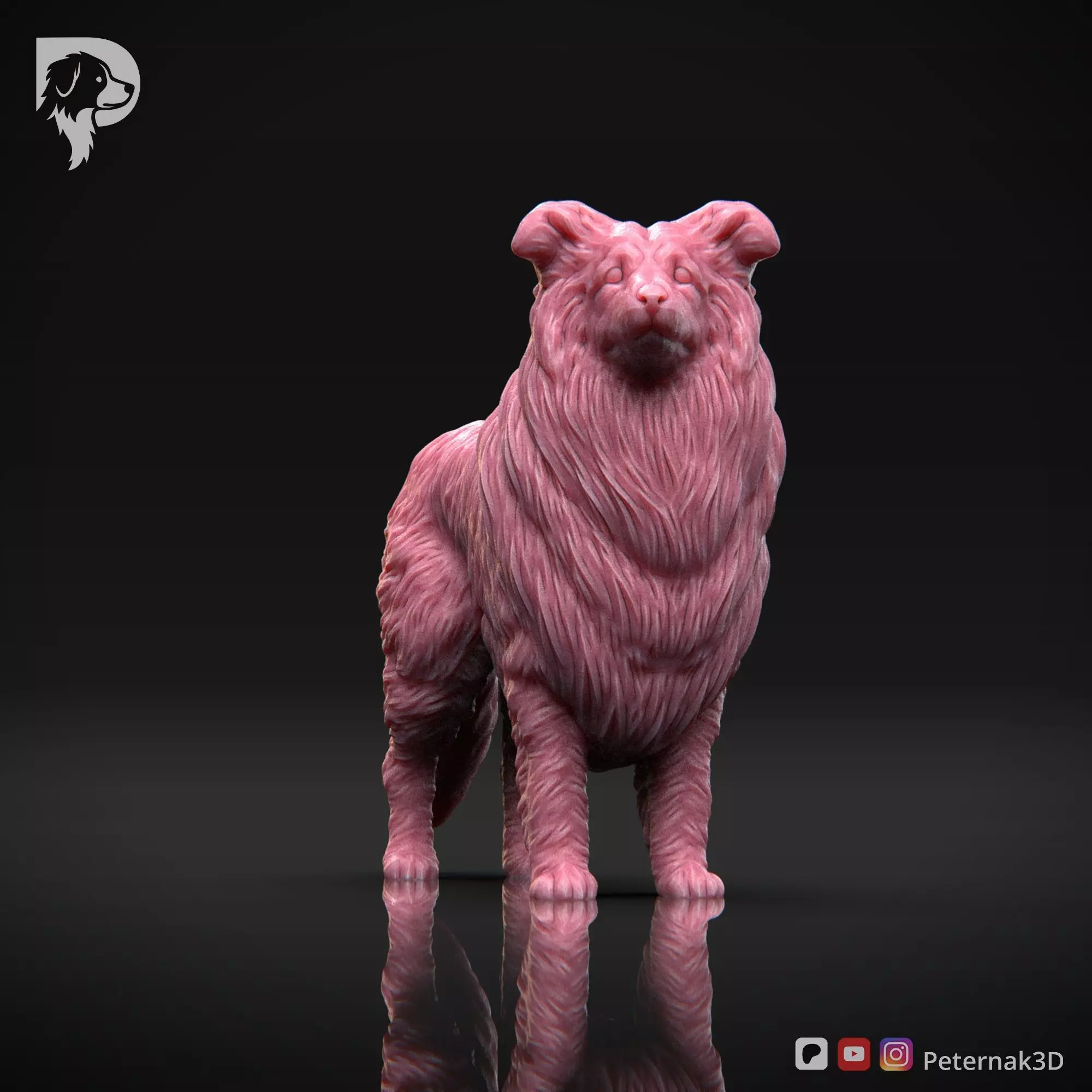 Dog 3D Print Model Collie Rough Dog Pose 03 Ready STL 3D print model_2