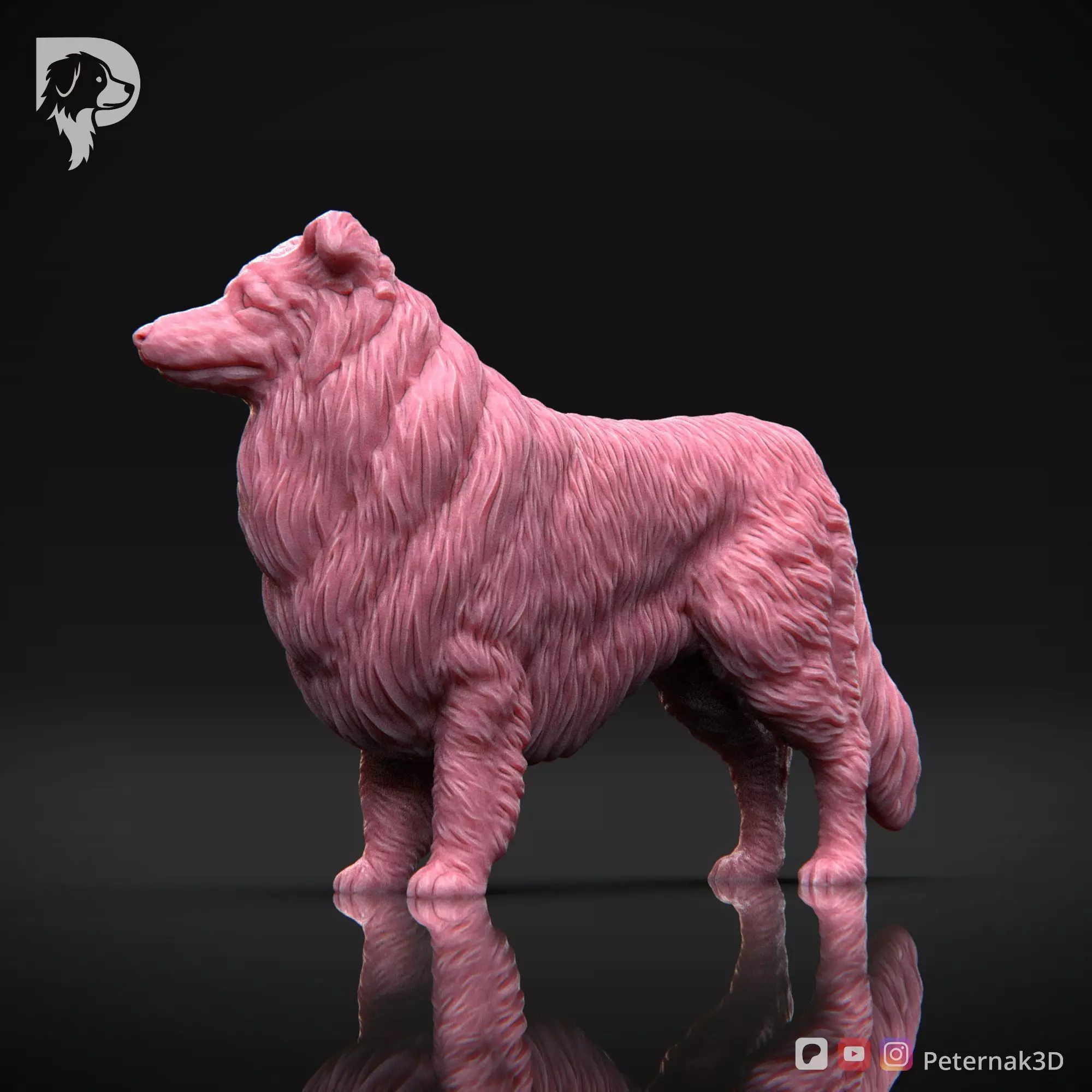 Dog 3D Print Model Collie Rough Dog Pose 03 Ready STL 3D print model_10