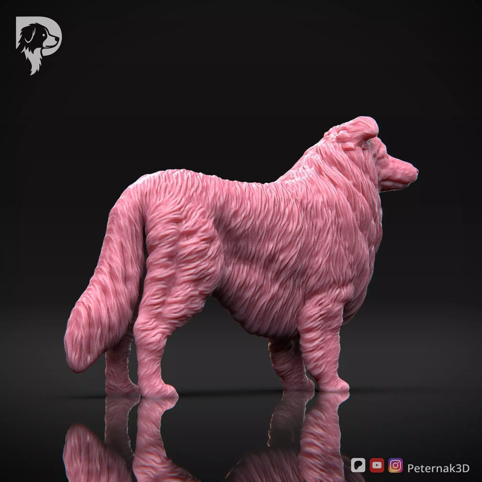 Dog 3D Print Model Collie Rough Dog Pose 03 Ready STL 3D print model_5