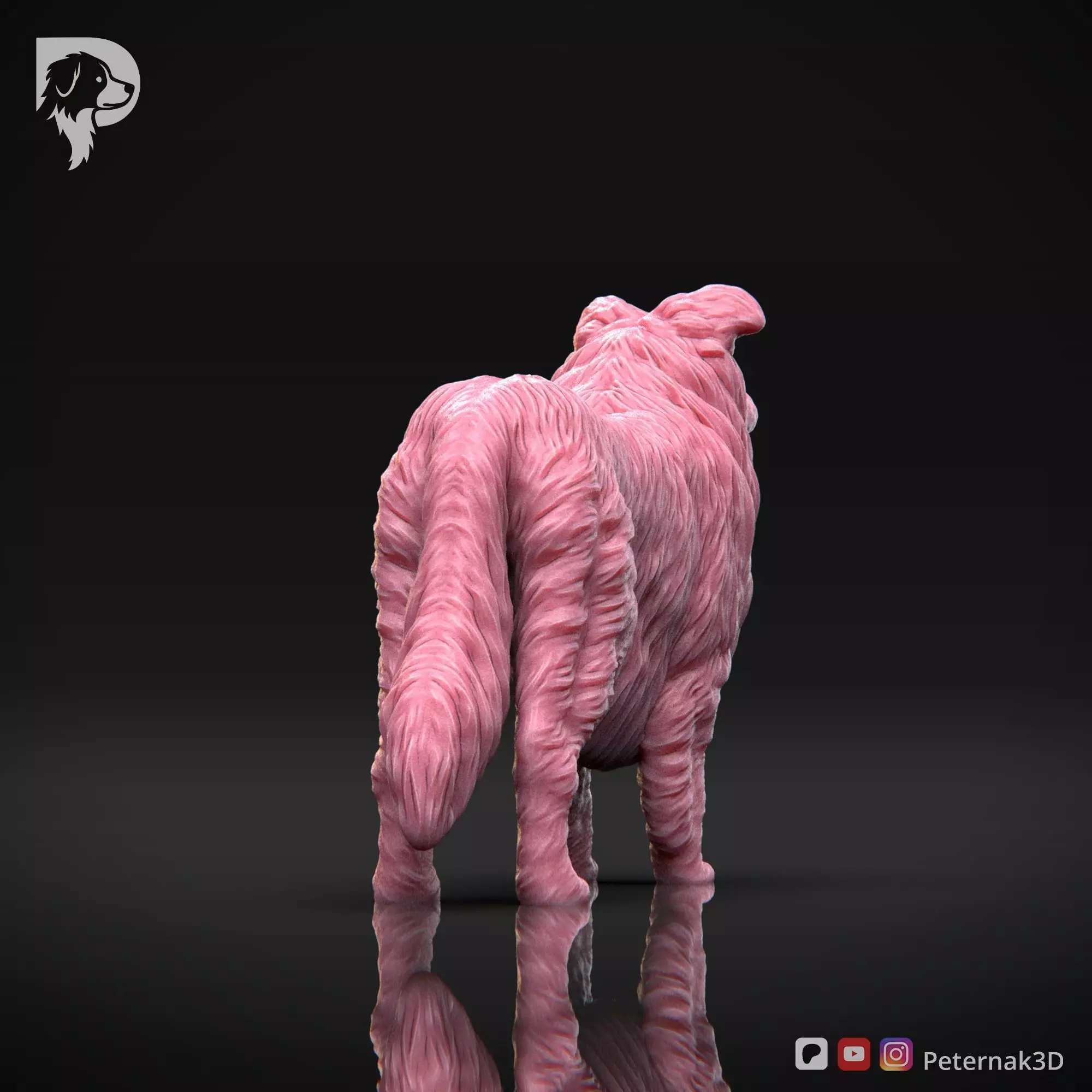 Dog 3D Print Model Collie Rough Dog Pose 03 Ready STL 3D print model_6