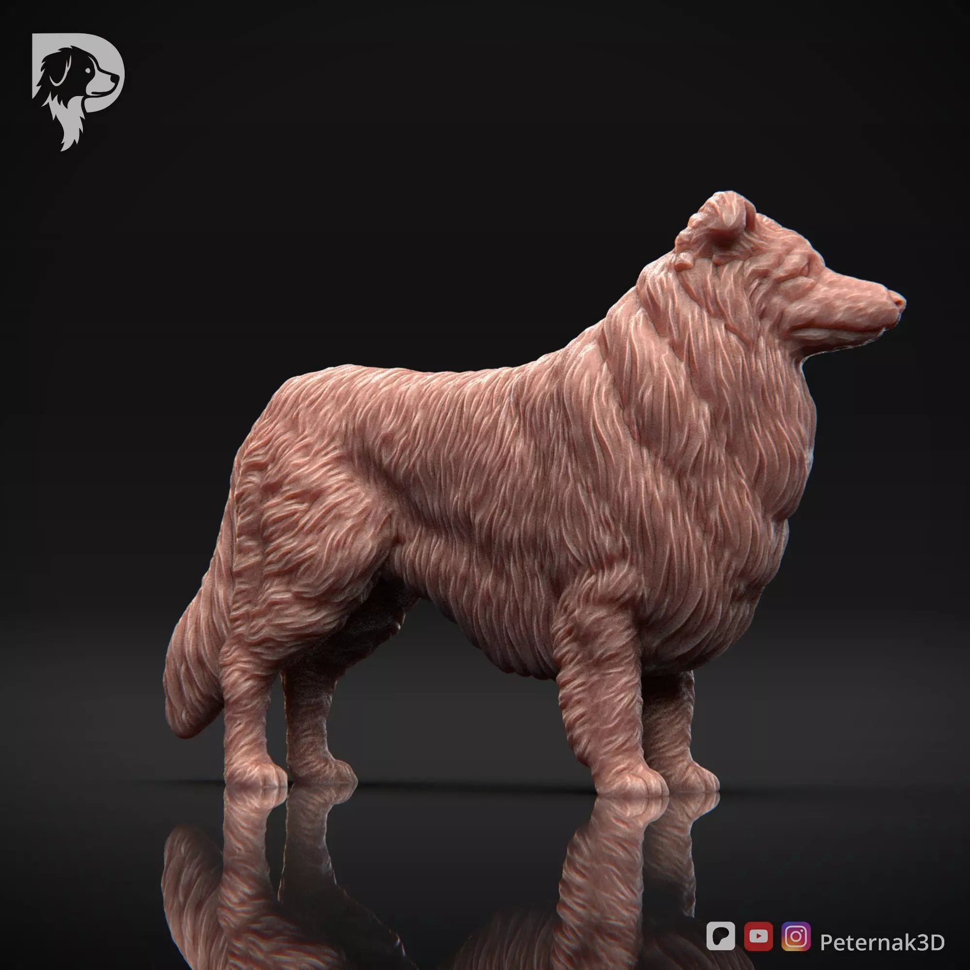 Dog 3D Print Model Collie Rough Dog Pose 02 Ready STL 3D print model_4