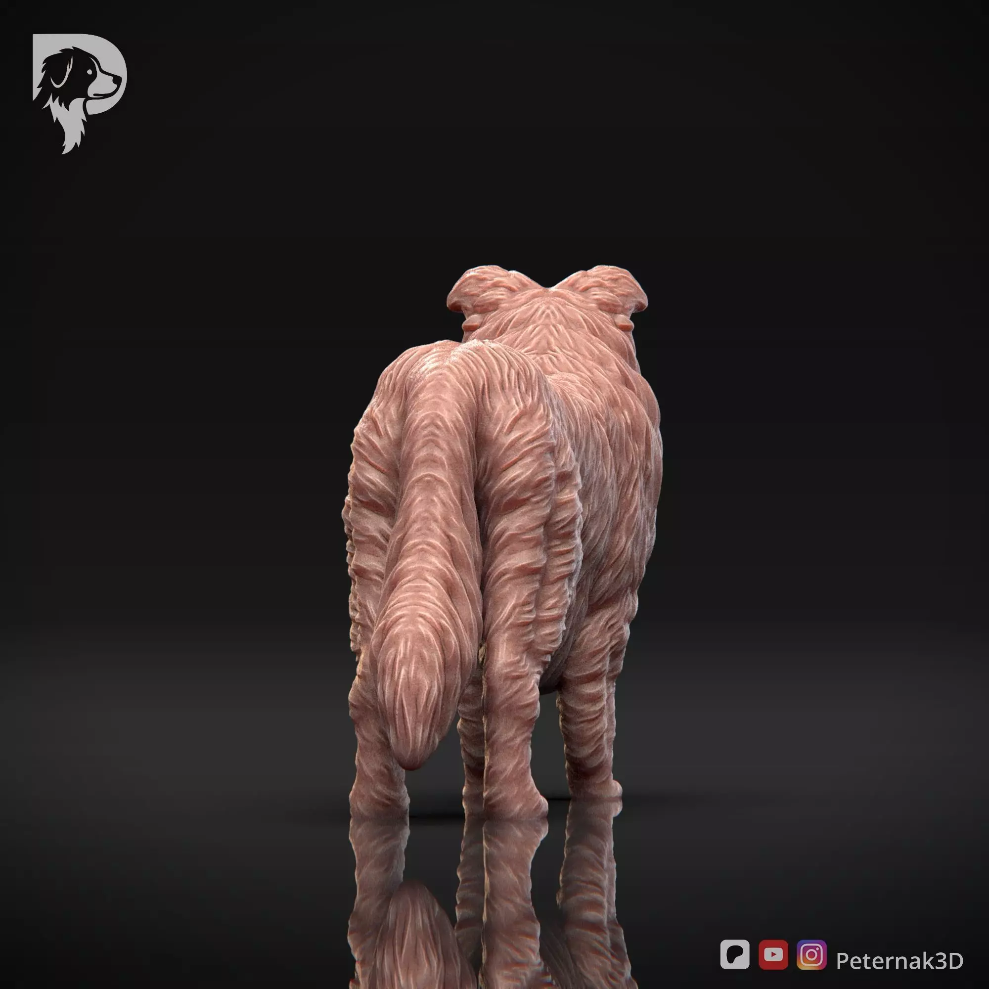 Dog 3D Print Model Collie Rough Dog Pose 02 Ready STL 3D print model_7