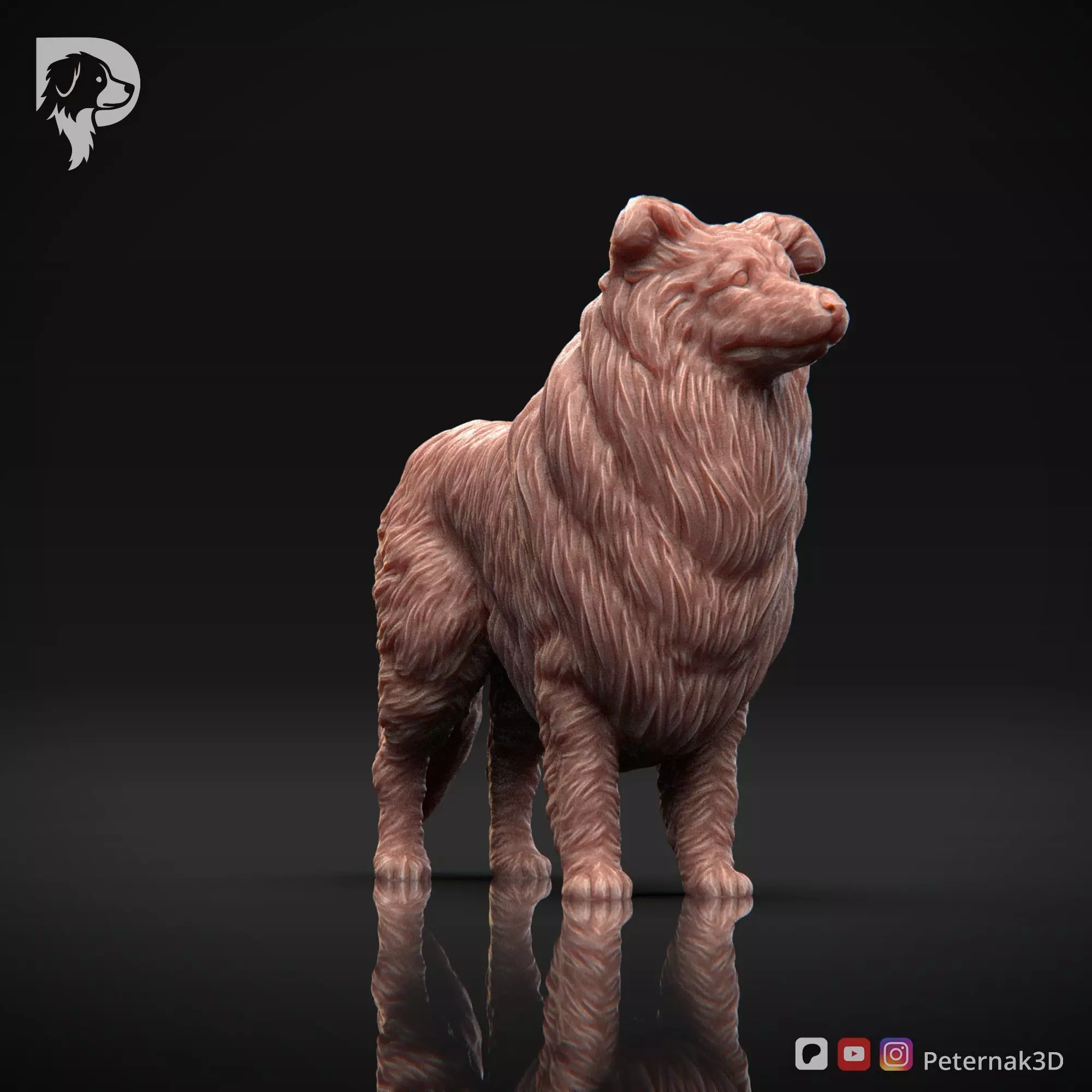 Dog 3D Print Model Collie Rough Dog Pose 02 Ready STL 3D print model_3