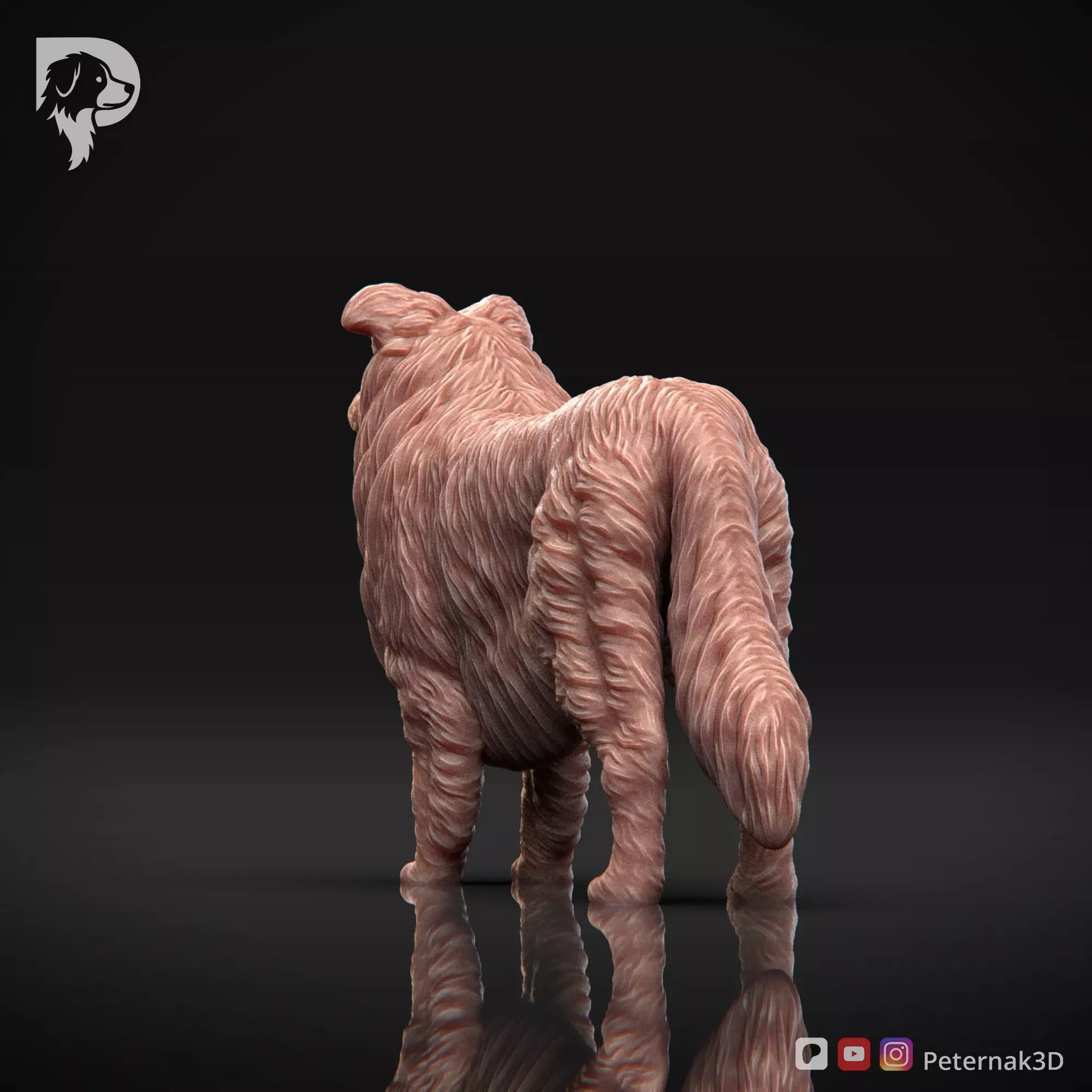 Dog 3D Print Model Collie Rough Dog Pose 02 Ready STL 3D print model_8