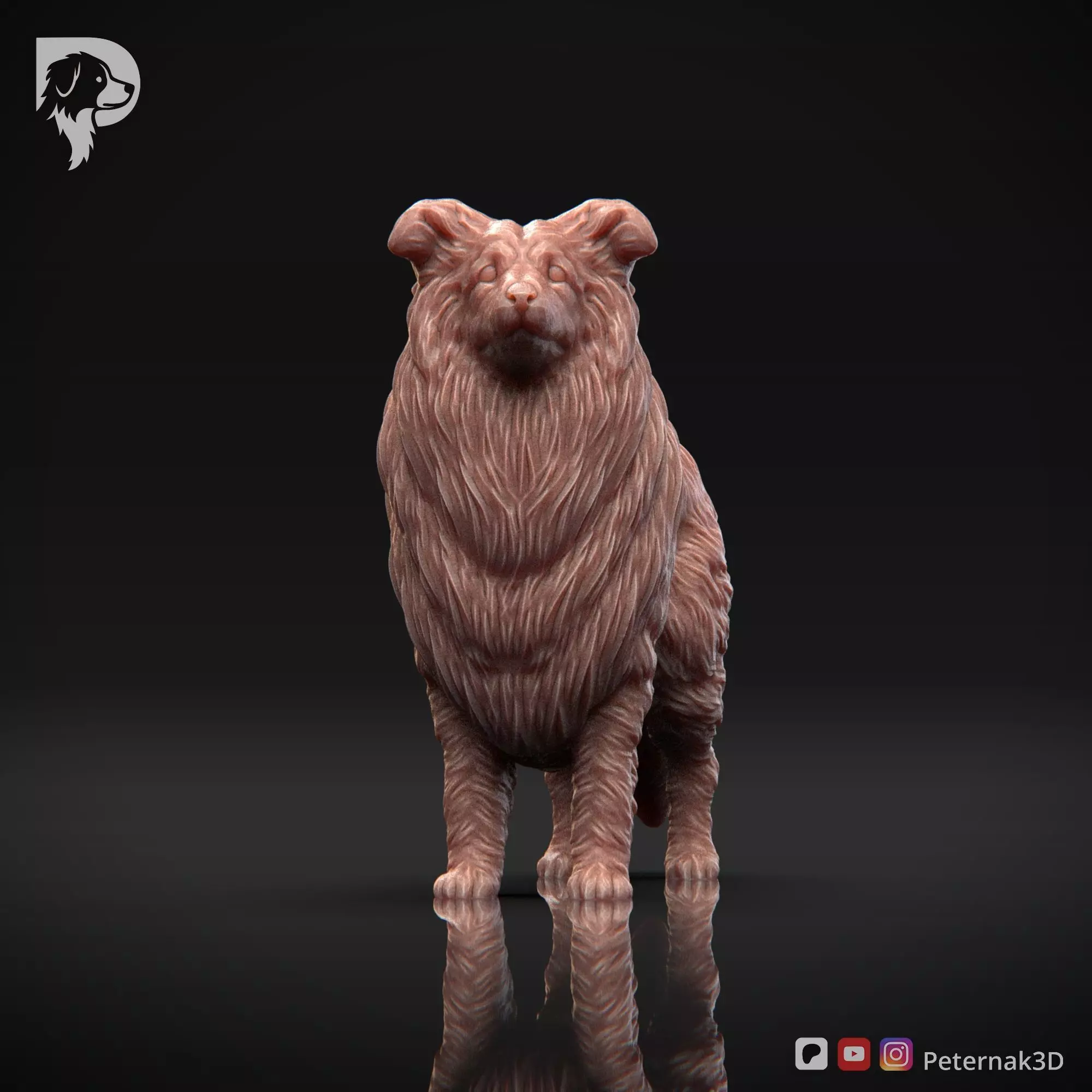 Dog 3D Print Model Collie Rough Dog Pose 02 Ready STL 3D print model_2