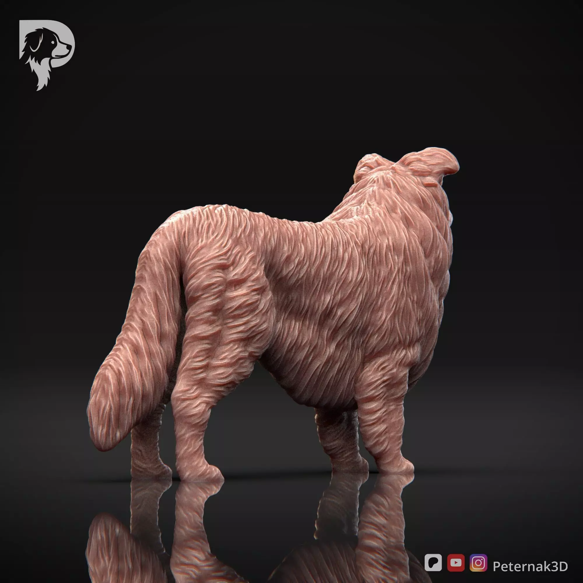 Dog 3D Print Model Collie Rough Dog Pose 02 Ready STL 3D print model_6