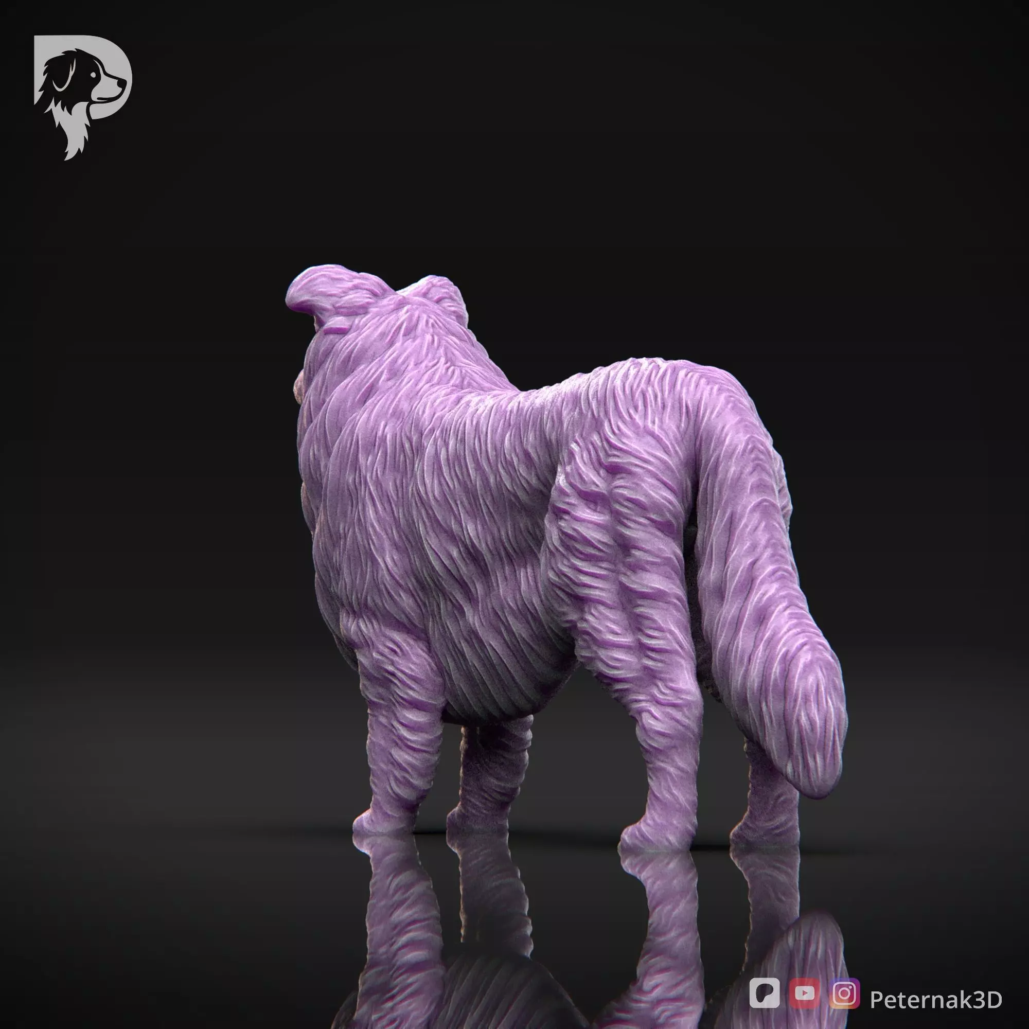 Dog 3D Print Model Collie Rough Dog Pose 01 Ready STL 3D print model_8