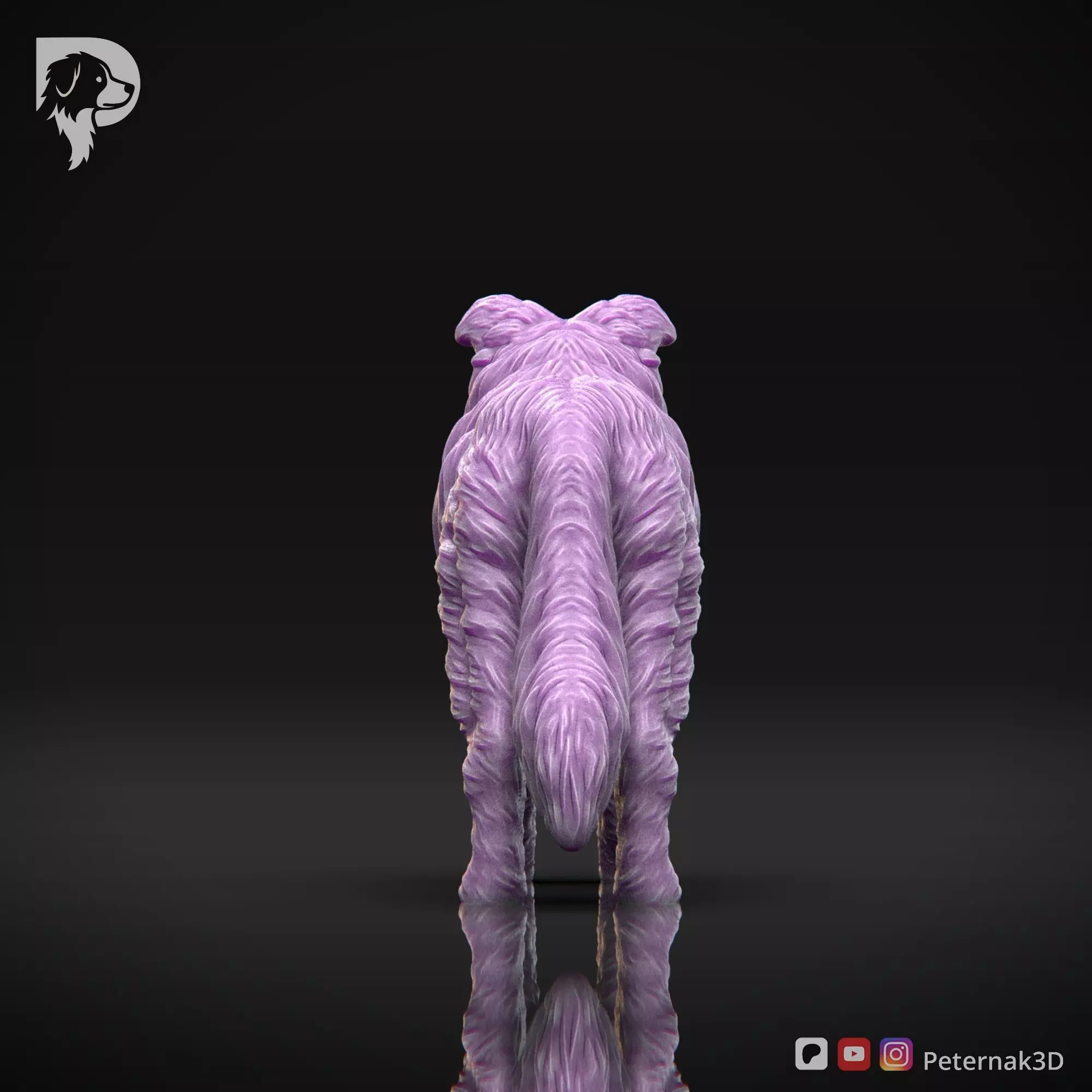 Dog 3D Print Model Collie Rough Dog Pose 01 Ready STL 3D print model_7