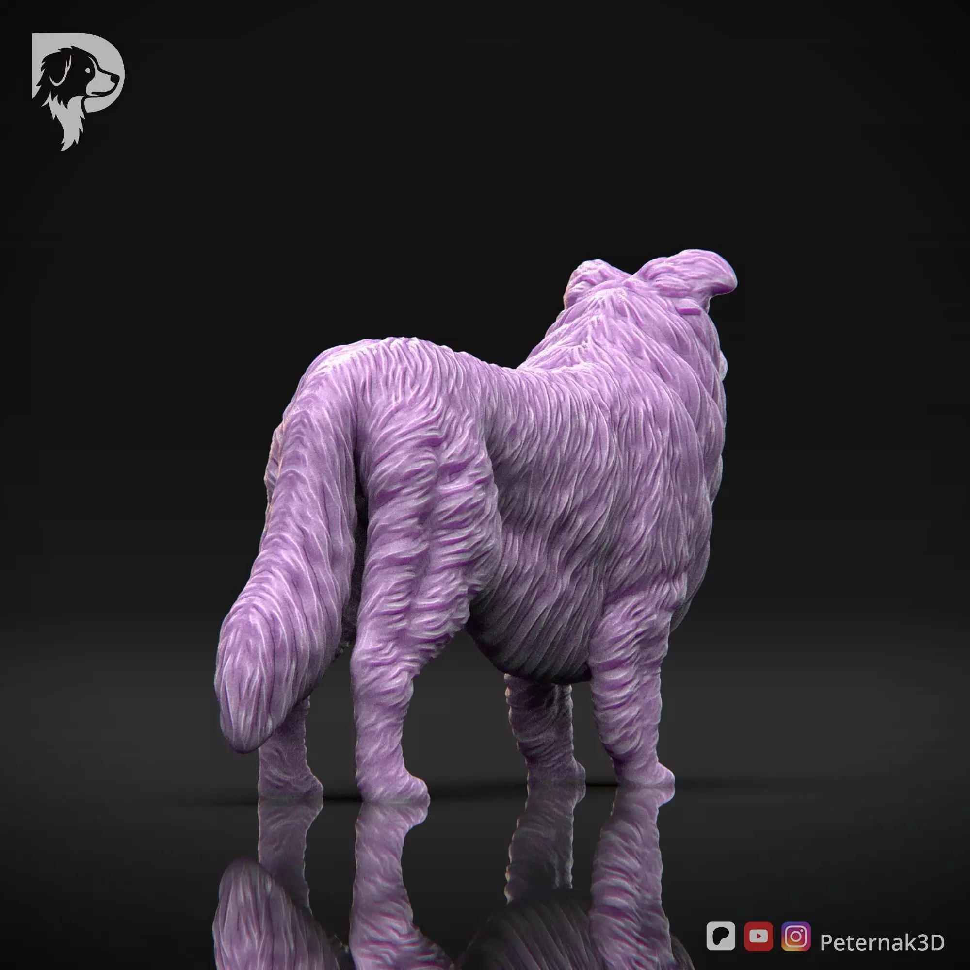 Dog 3D Print Model Collie Rough Dog Pose 01 Ready STL 3D print model_6