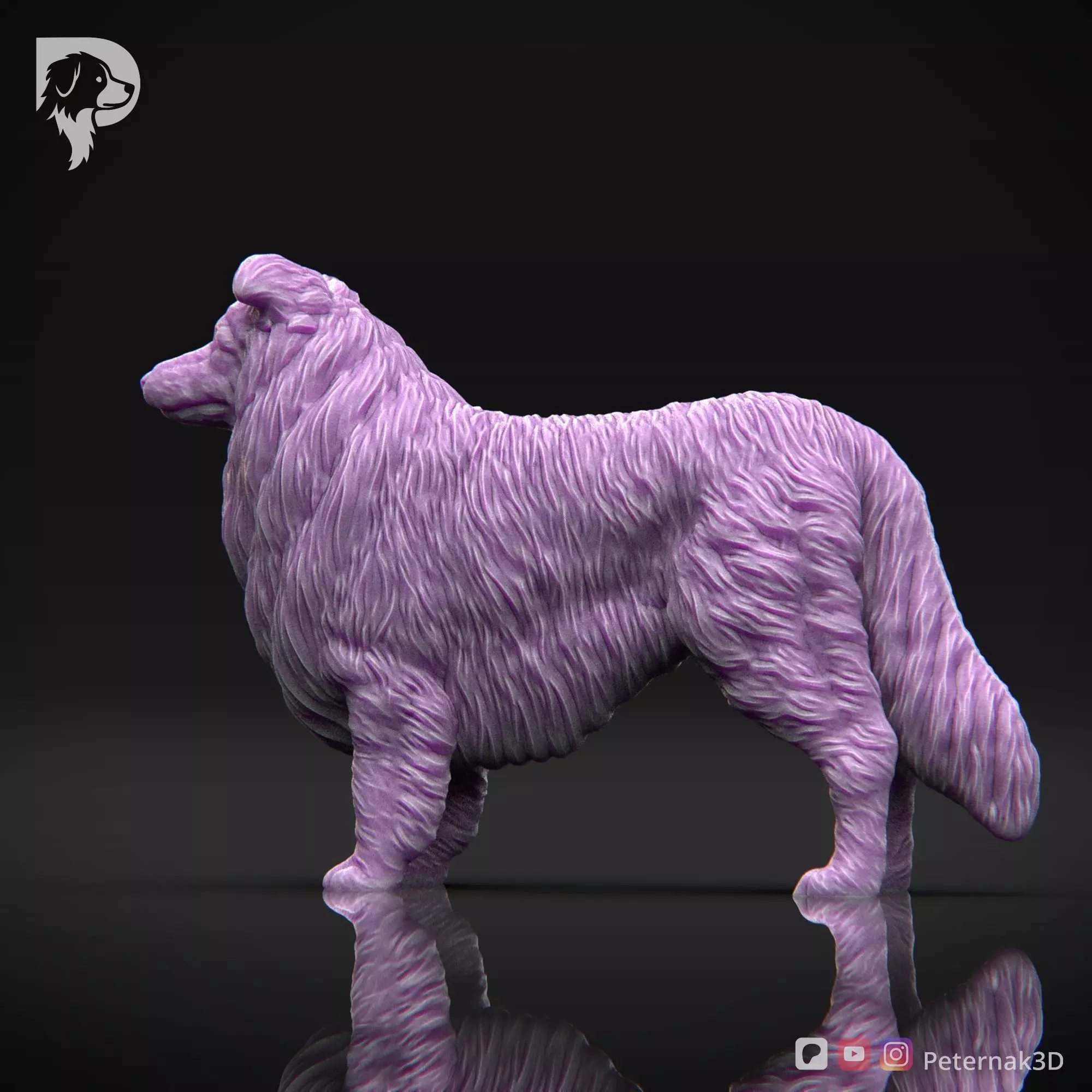 Dog 3D Print Model Collie Rough Dog Pose 01 Ready STL 3D print model_9