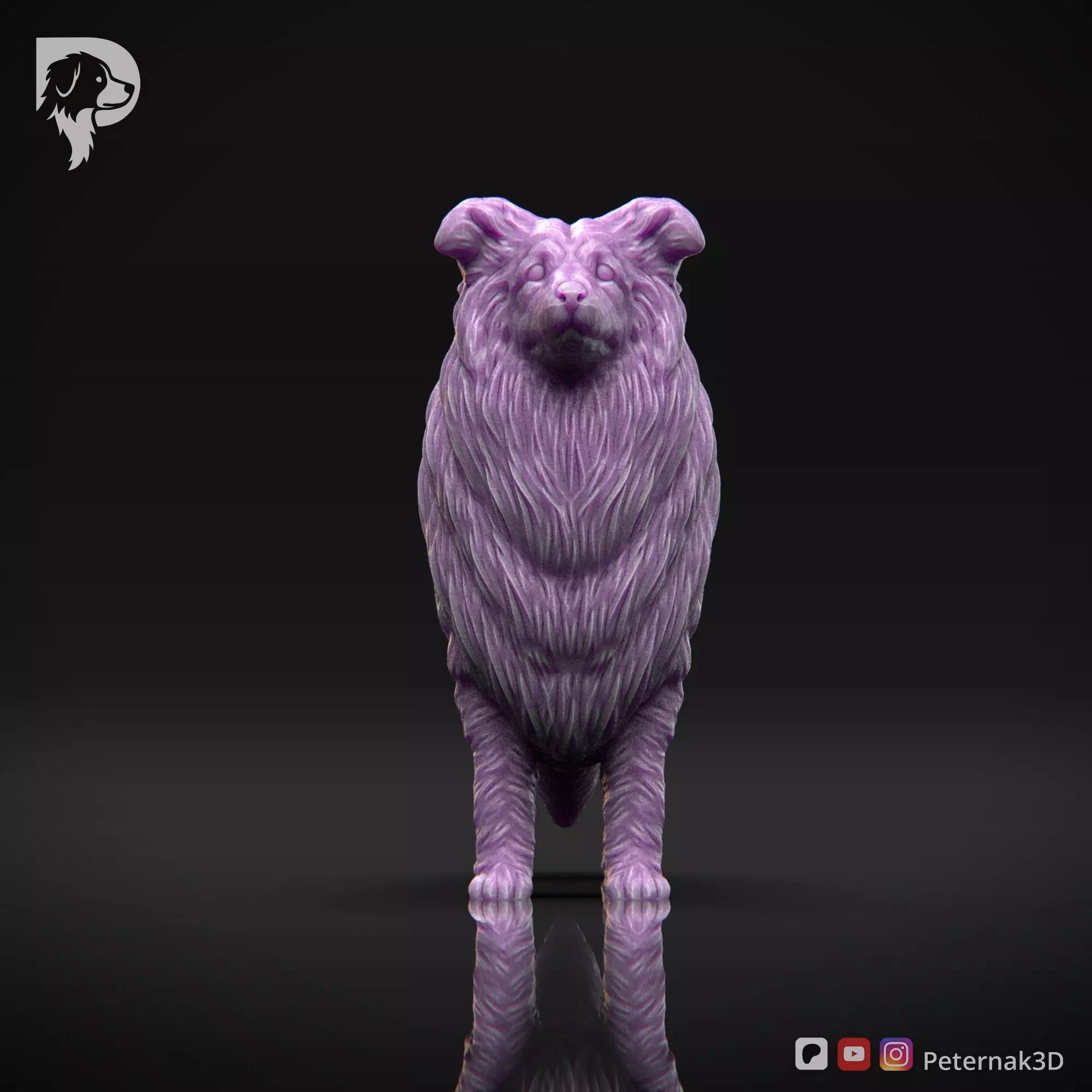 Dog 3D Print Model Collie Rough Dog Pose 01 Ready STL 3D print model_2
