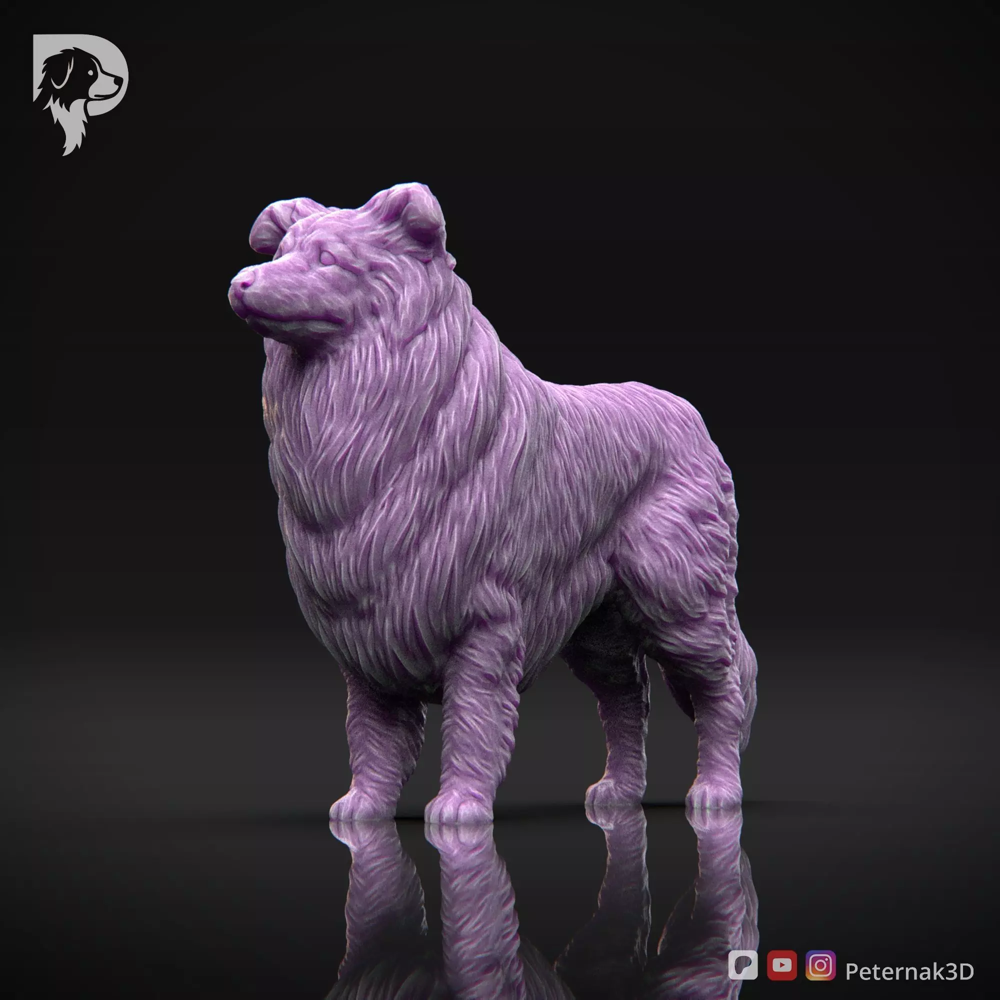 Dog 3D Print Model Collie Rough Dog Pose 01 Ready STL 3D print model_11