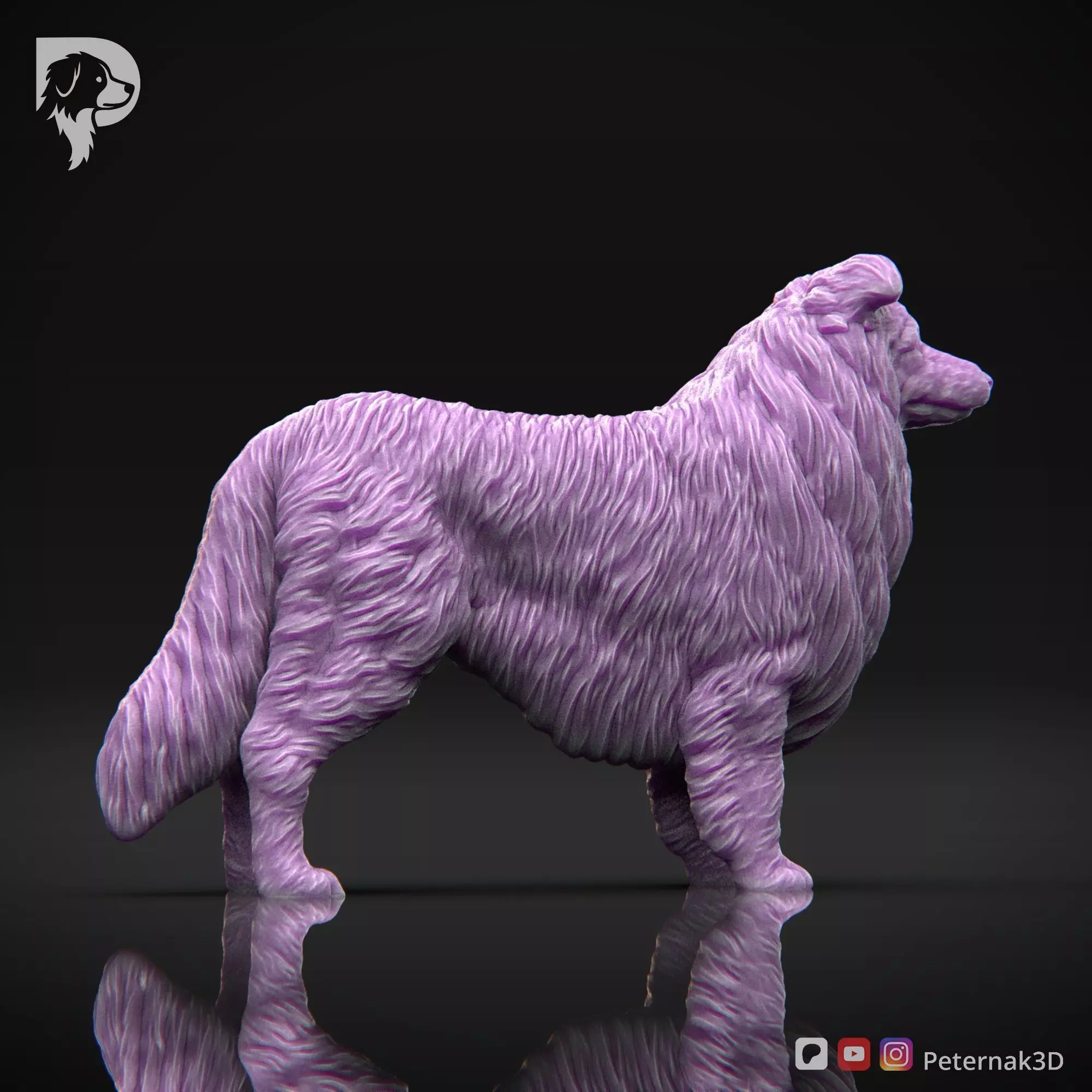 Dog 3D Print Model Collie Rough Dog Pose 01 Ready STL 3D print model_5