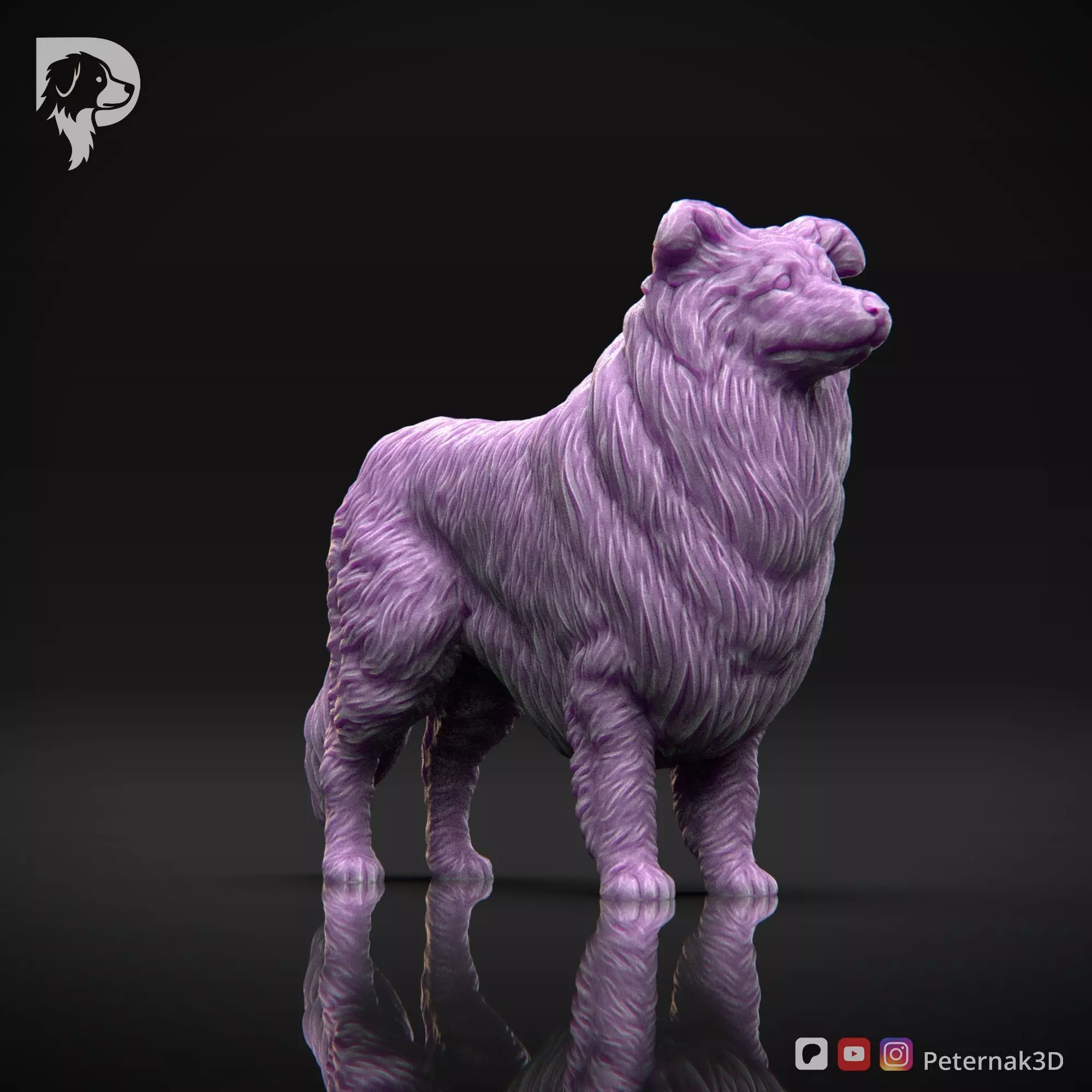 Dog 3D Print Model Collie Rough Dog Pose 01 Ready STL 3D print model_3