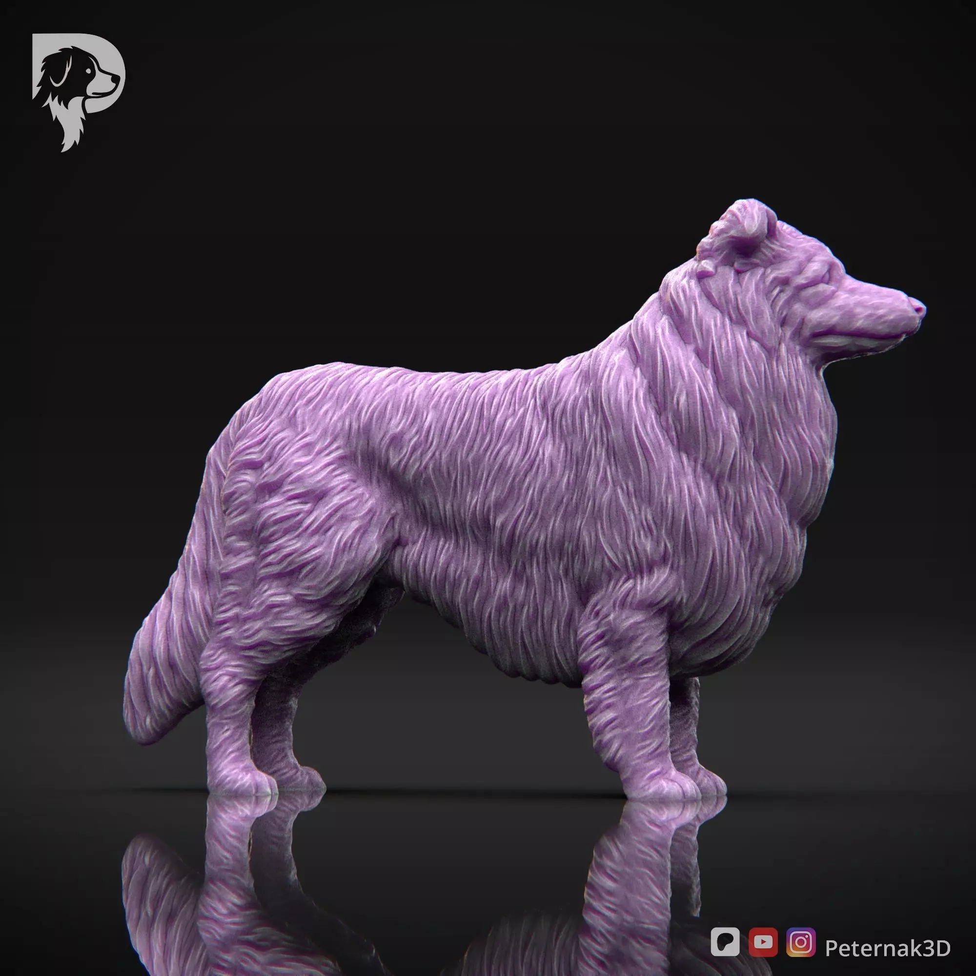 Dog 3D Print Model Collie Rough Dog Pose 01 Ready STL 3D print model_4