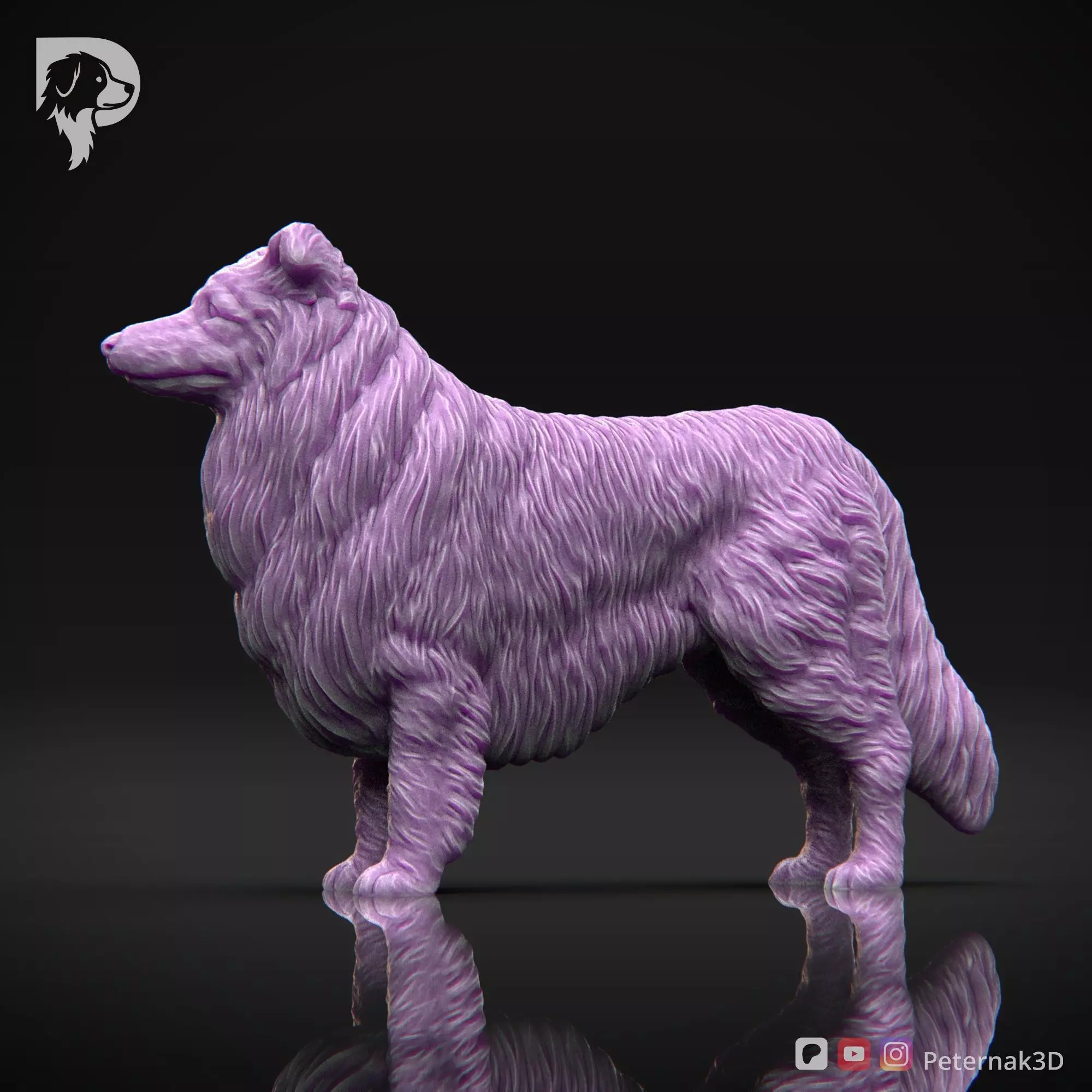 Dog 3D Print Model Collie Rough Dog Pose 01 Ready STL 3D print model_10