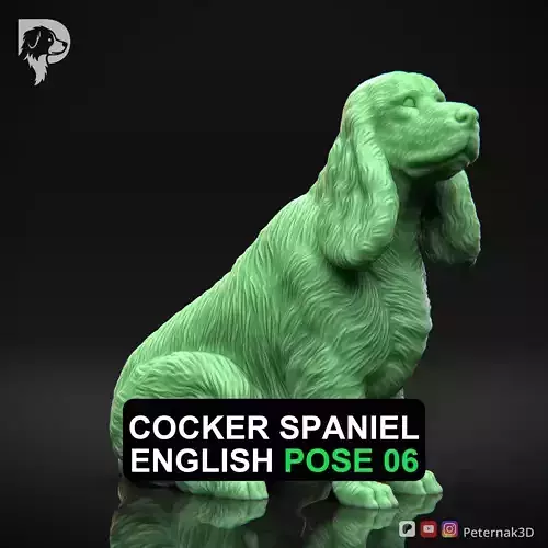 Dog 3D Print Model Cocker Spaniel English Dog Pose 06 Ready STL