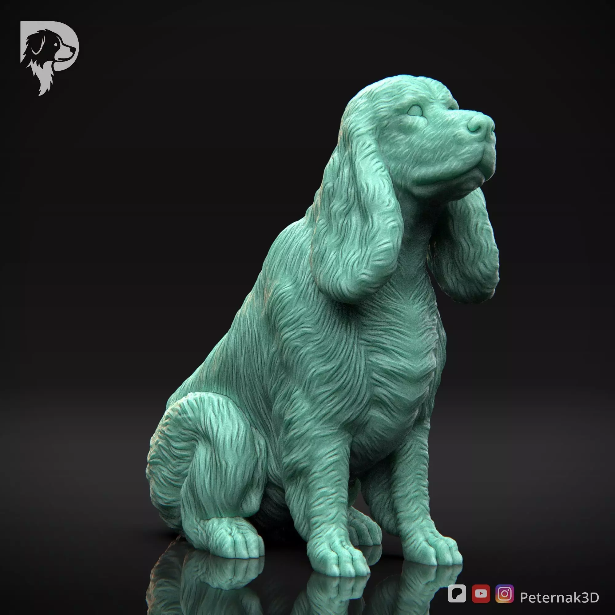Dog 3D Print Model Cocker Spaniel English Dog Pose 04 Ready STL 3D print model_3