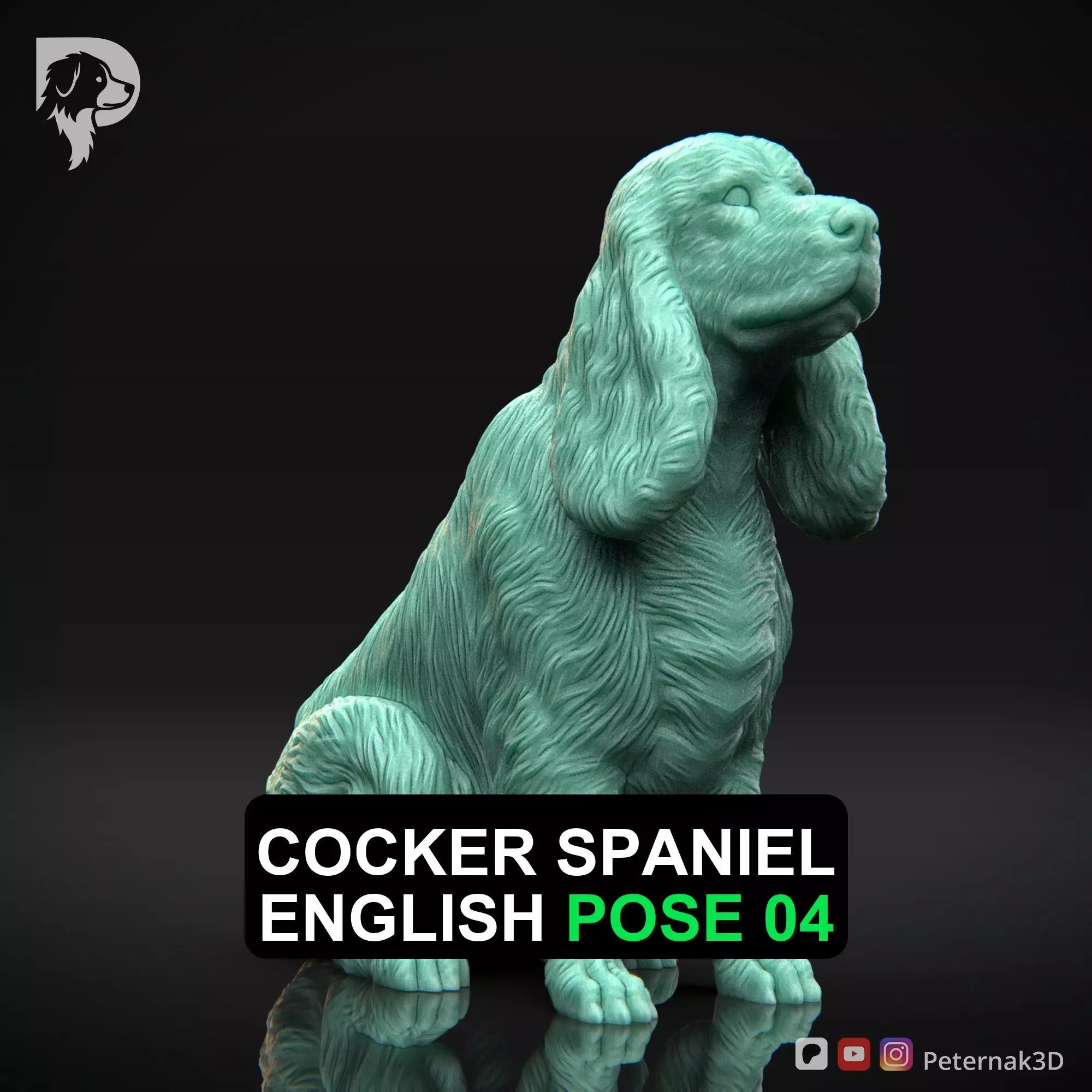 Dog 3D Print Model Cocker Spaniel English Dog Pose 04 Ready STL 3D print model_0