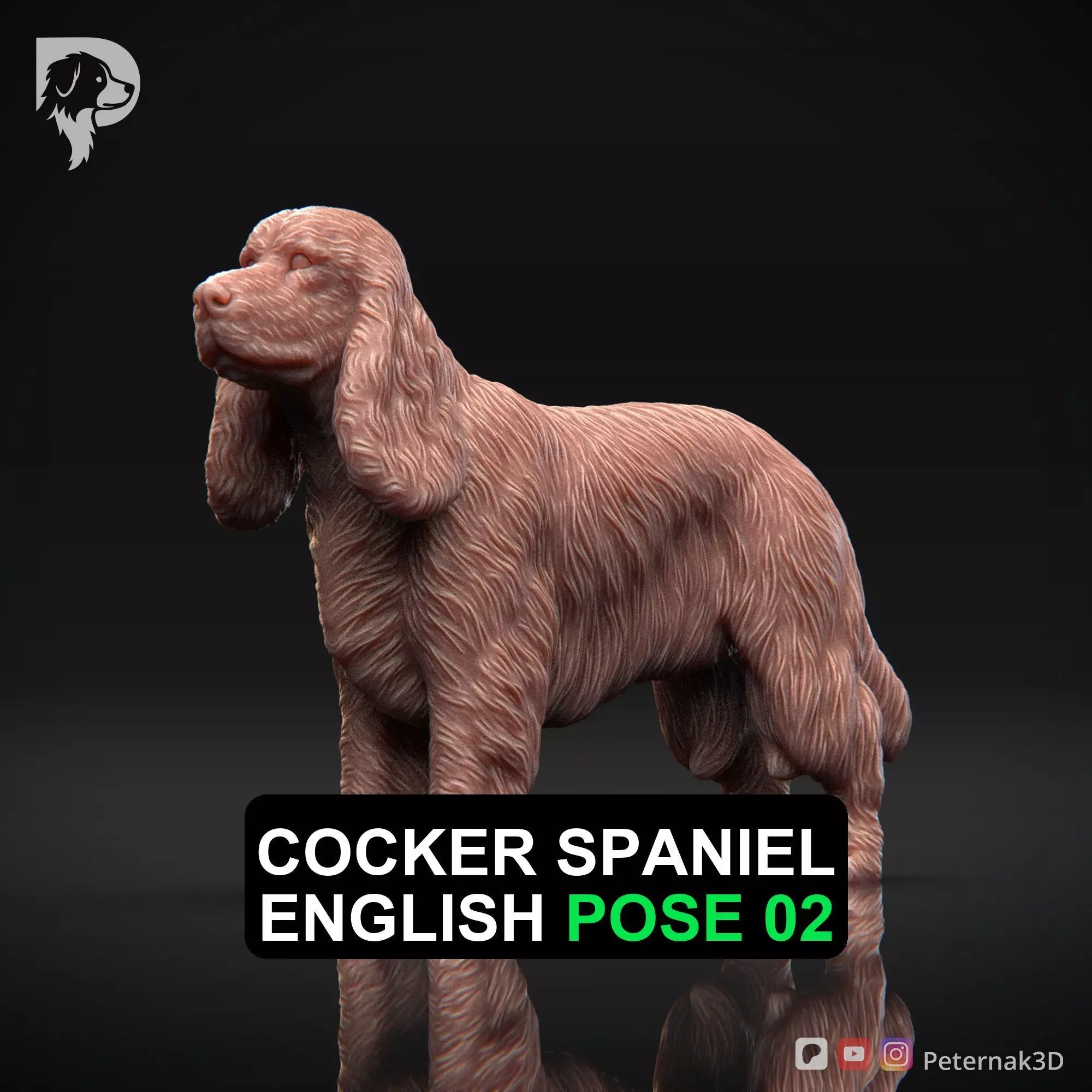 Dog 3D Print Model Cocker Spaniel English Dog Pose 02 Ready STL 3D print model