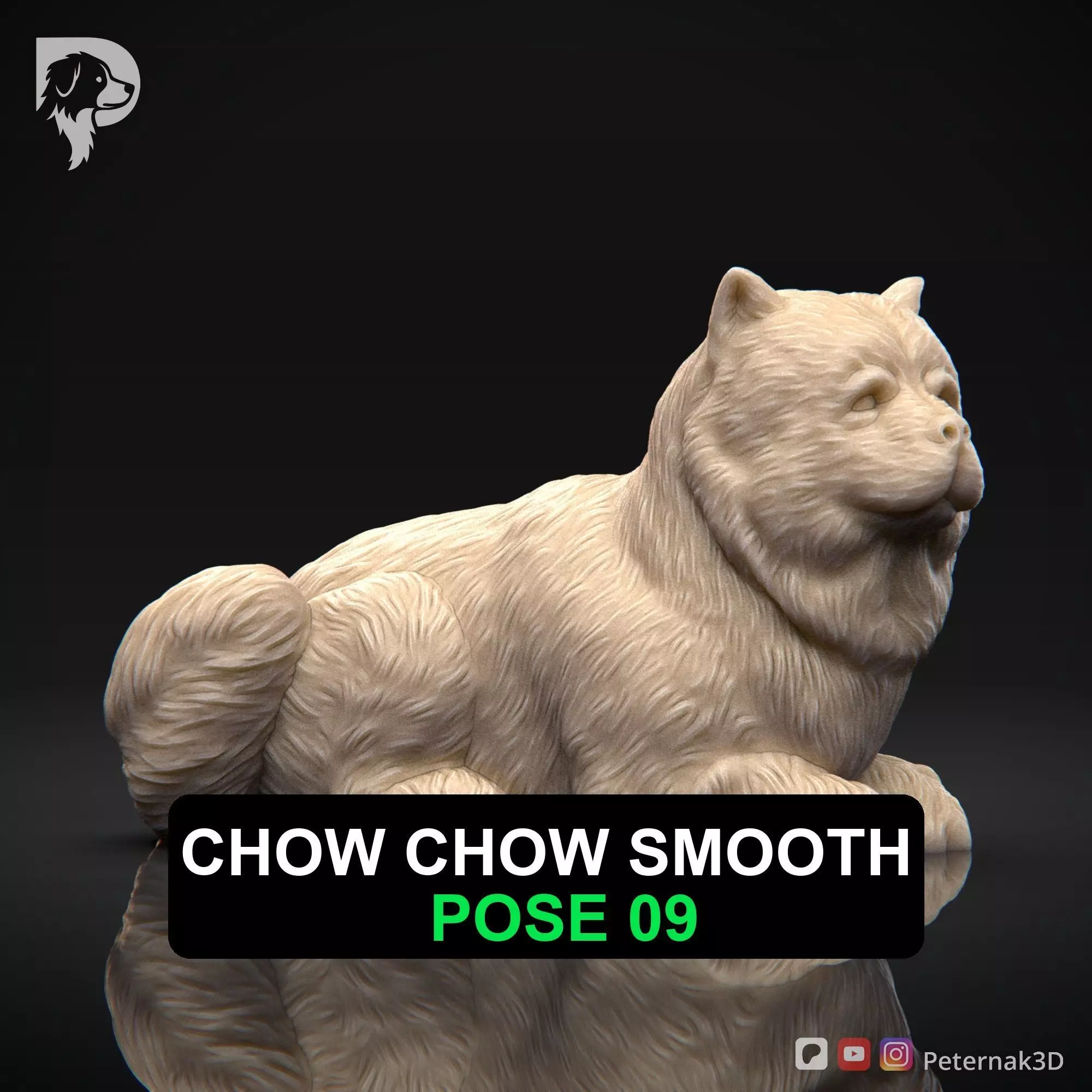 Dog 3D Print Model Chow Chow Smooth Dog Pose 09 Ready STL 3D print model