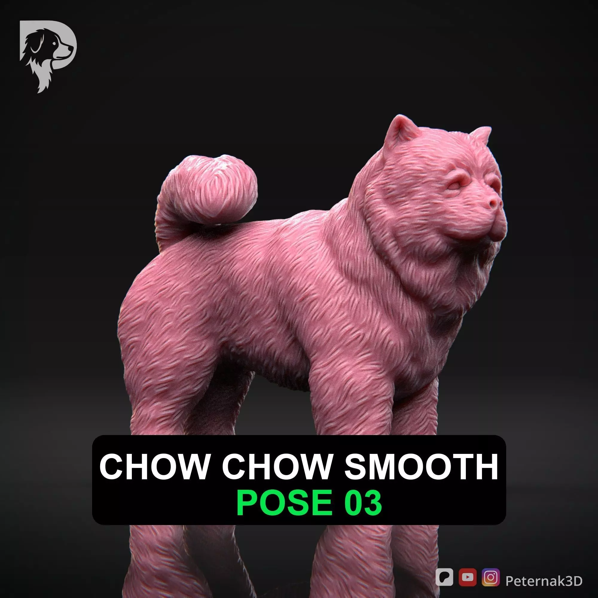 Dog 3D Print Model Chow Chow Smooth Dog Pose 03 Ready STL 3D print model