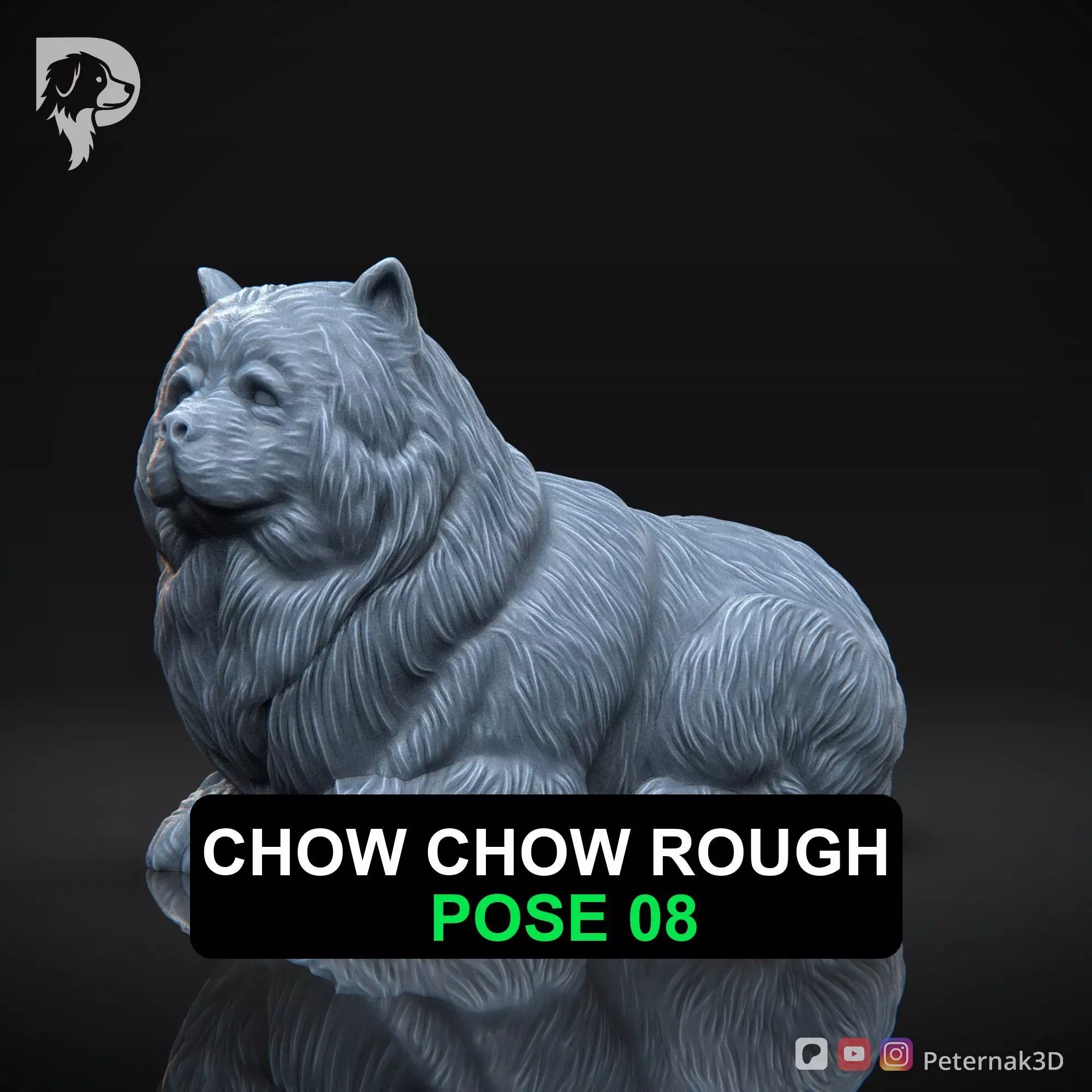 Dog 3D Print Model Chow Chow Rough Dog Pose 08 Ready STL 3D print model