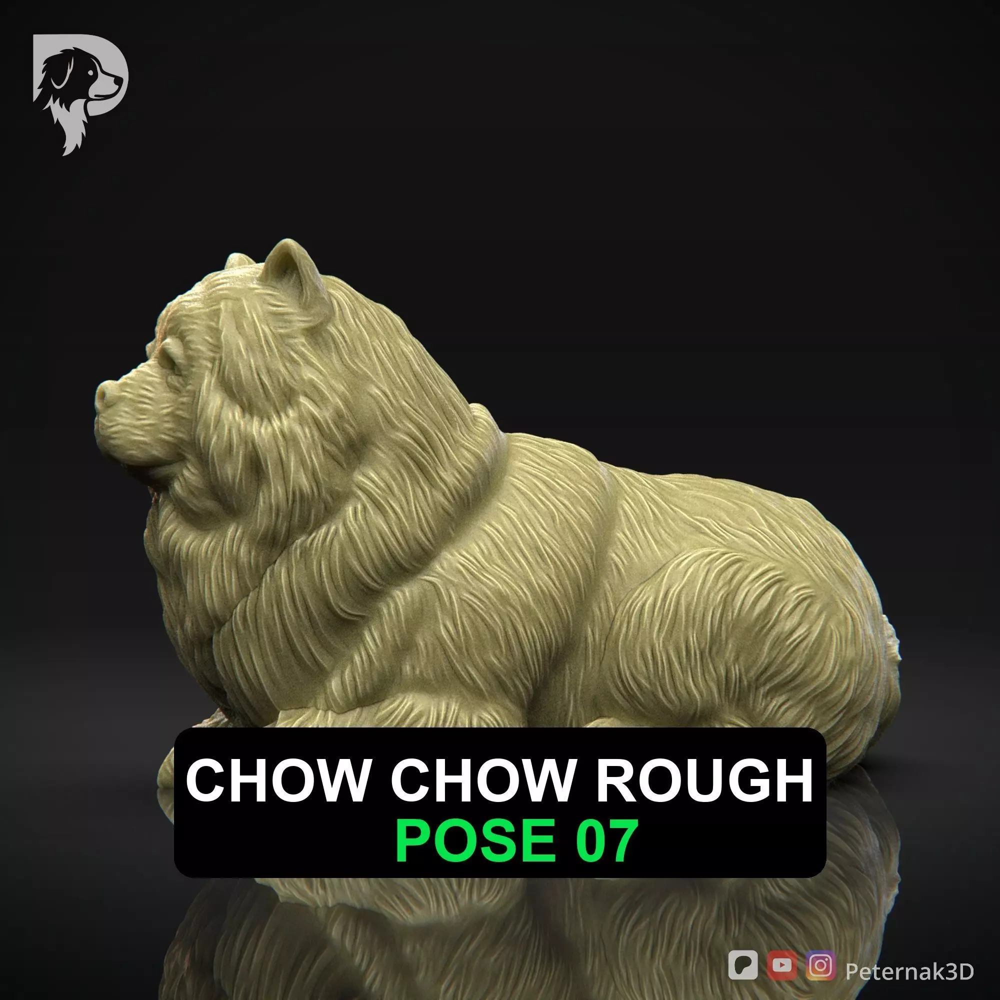 Dog 3D Print Model Chow Chow Rough Dog Pose 07 Ready STL 3D print model