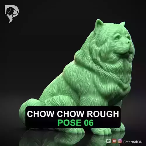 Dog 3D Print Model Chow Chow Rough Dog Pose 06 Ready STL