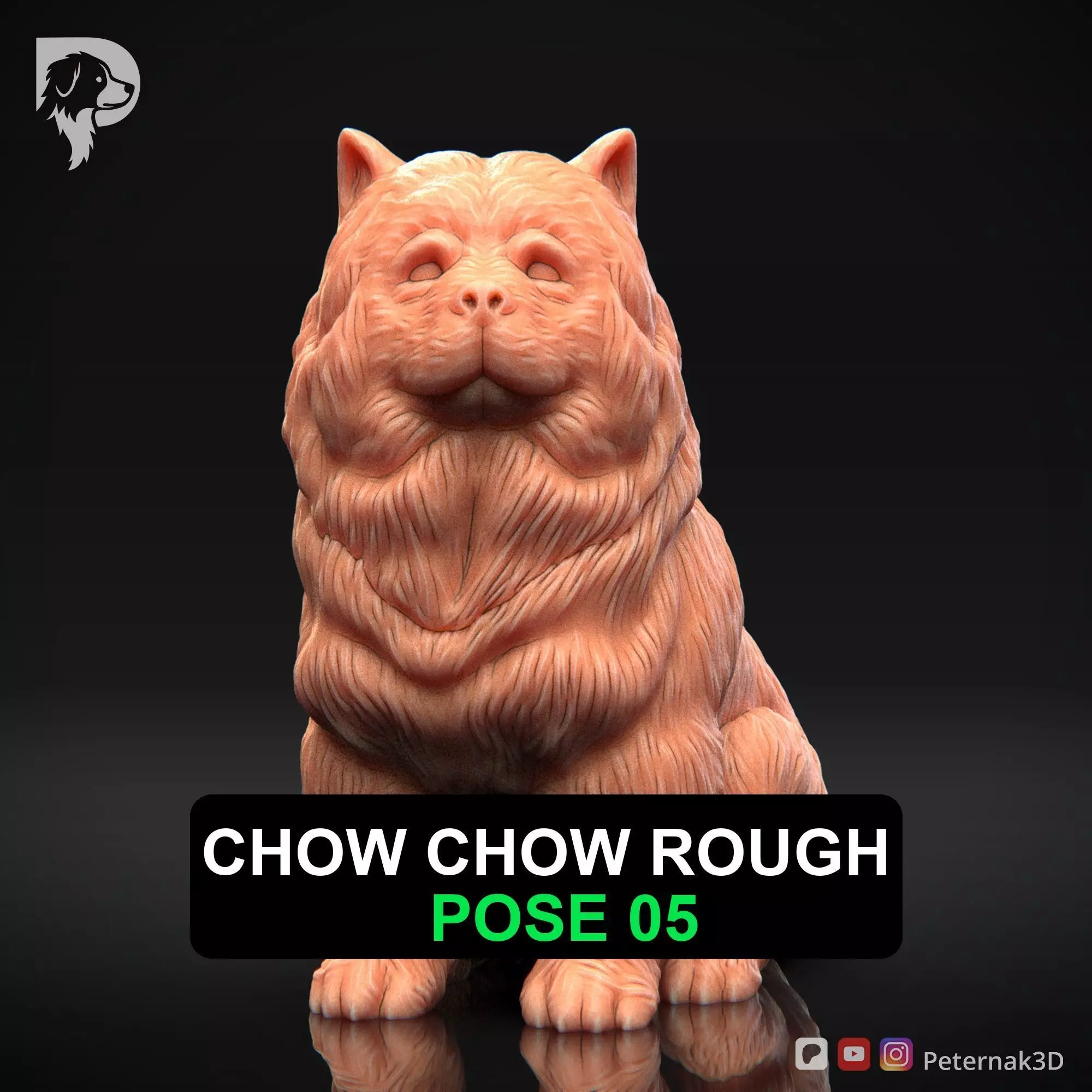 Dog 3D Print Model Chow Chow Rough Dog Pose 05 Ready STL 3D print model