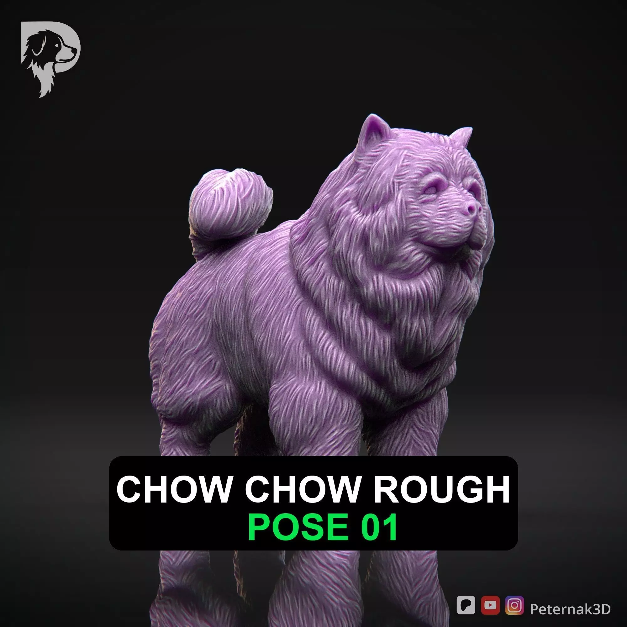Dog 3D Print Model Chow Chow Rough Dog Pose 01 Ready STL 3D print model