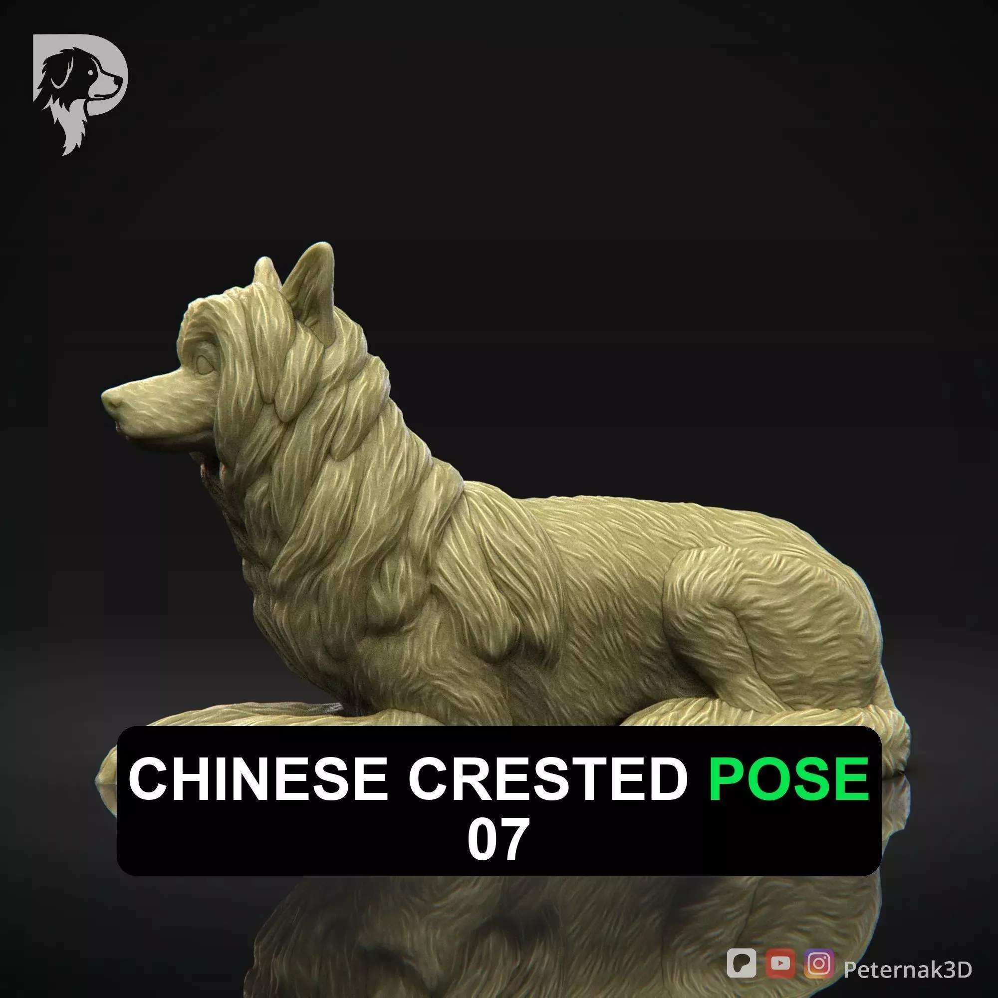 Dog 3D Print Model Chinese Crested Dog Pose 07 Ready STL 3D print model
