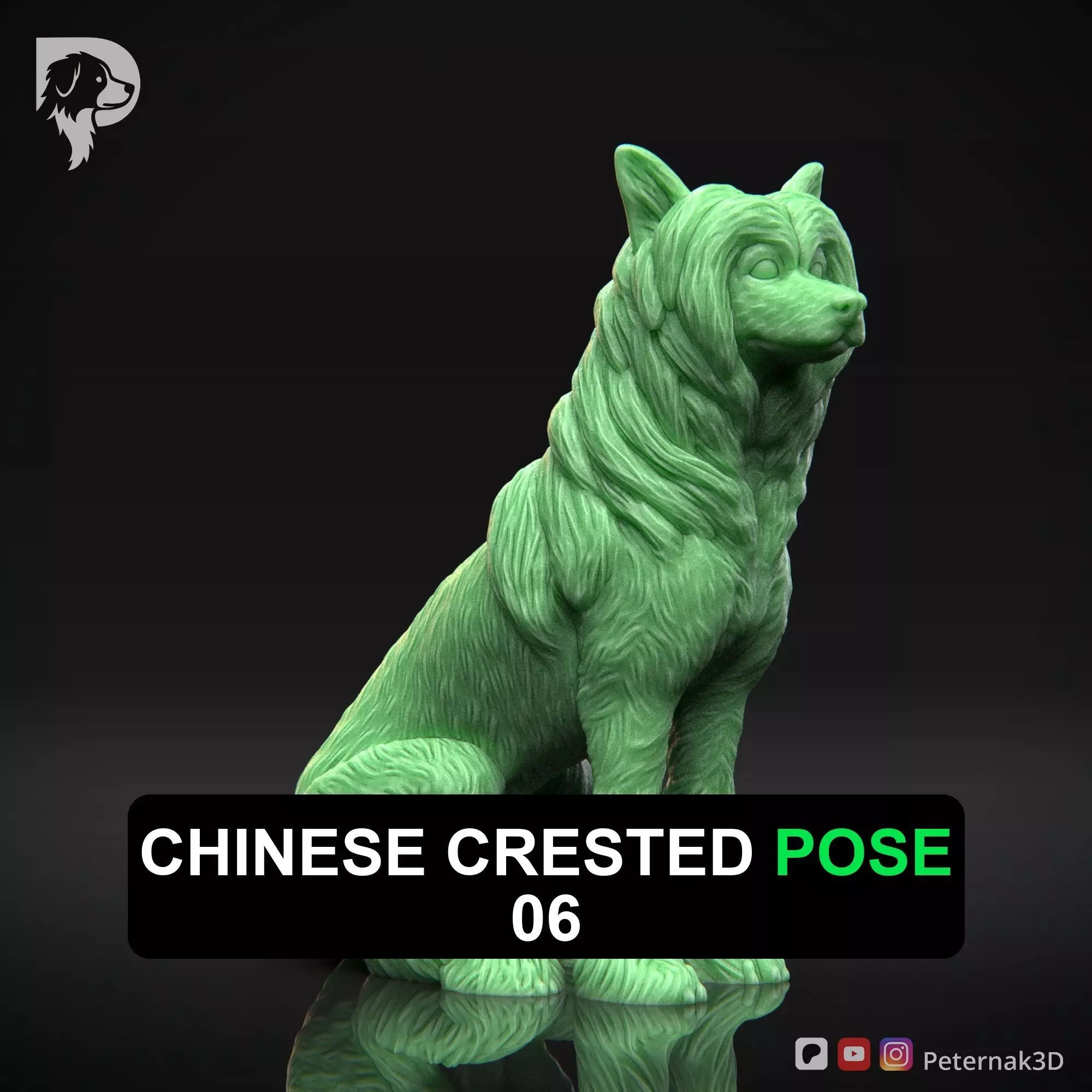 Dog 3D Print Model Chinese Crested Dog Pose 06 Ready STL 3D print model_0