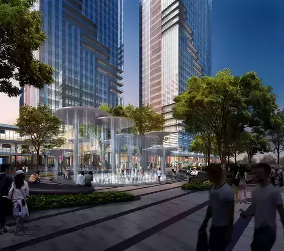 3Dmax fashion city commercial square building 43