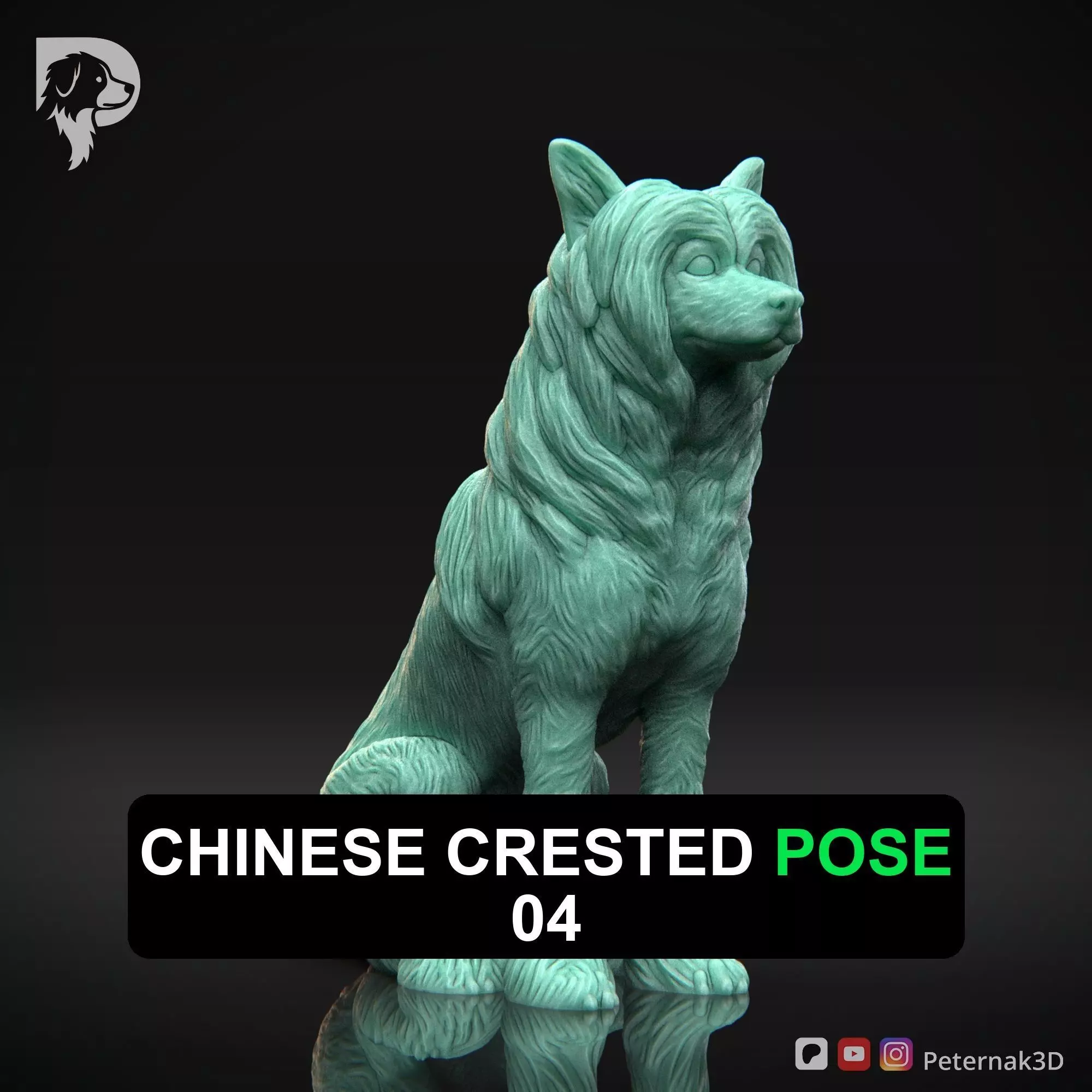 Dog 3D Print Model Chinese Crested Dog Pose 04 Ready STL 3D print model