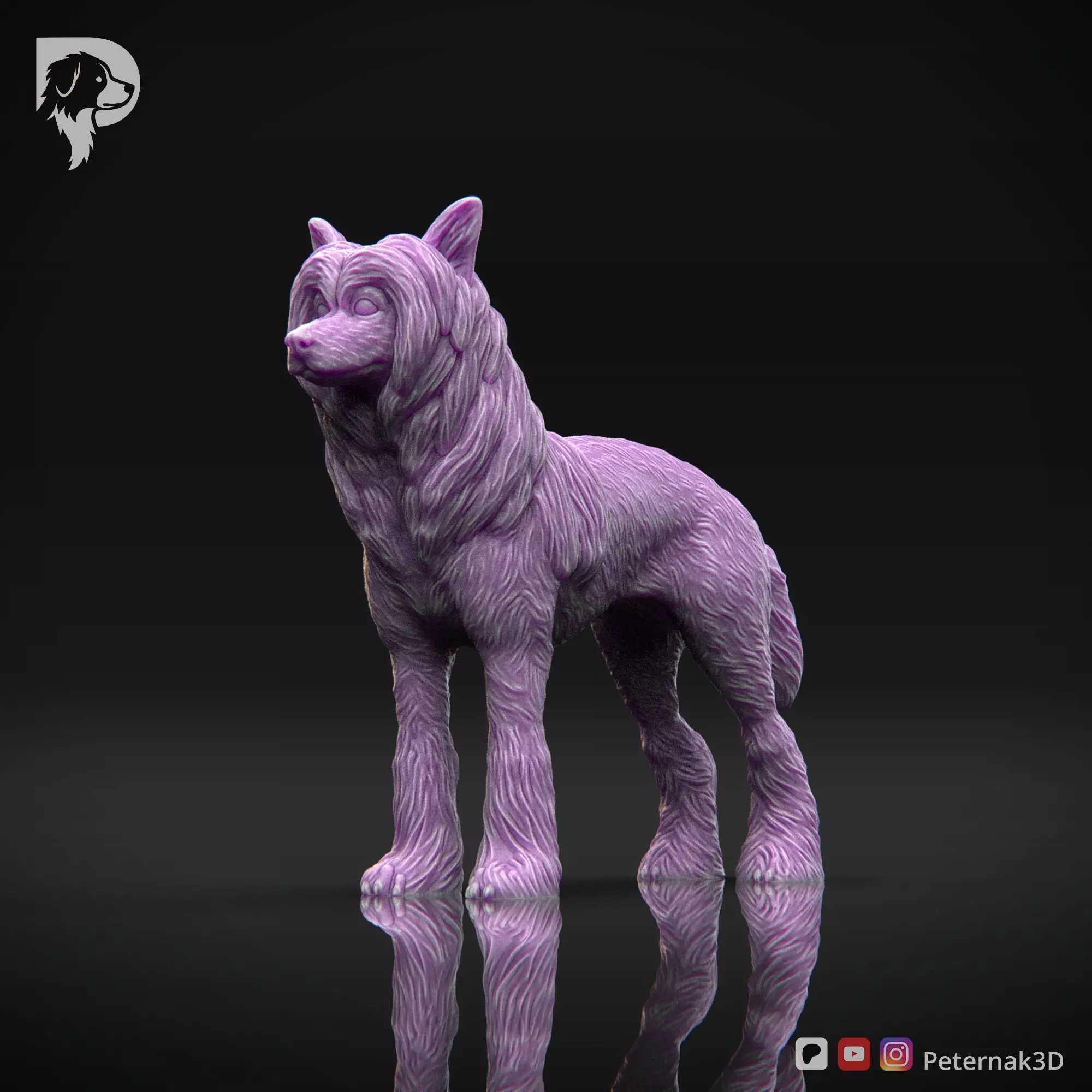 Dog 3D Print Model Chinese Crested Dog Pose 01 Ready STL 3D print model_11
