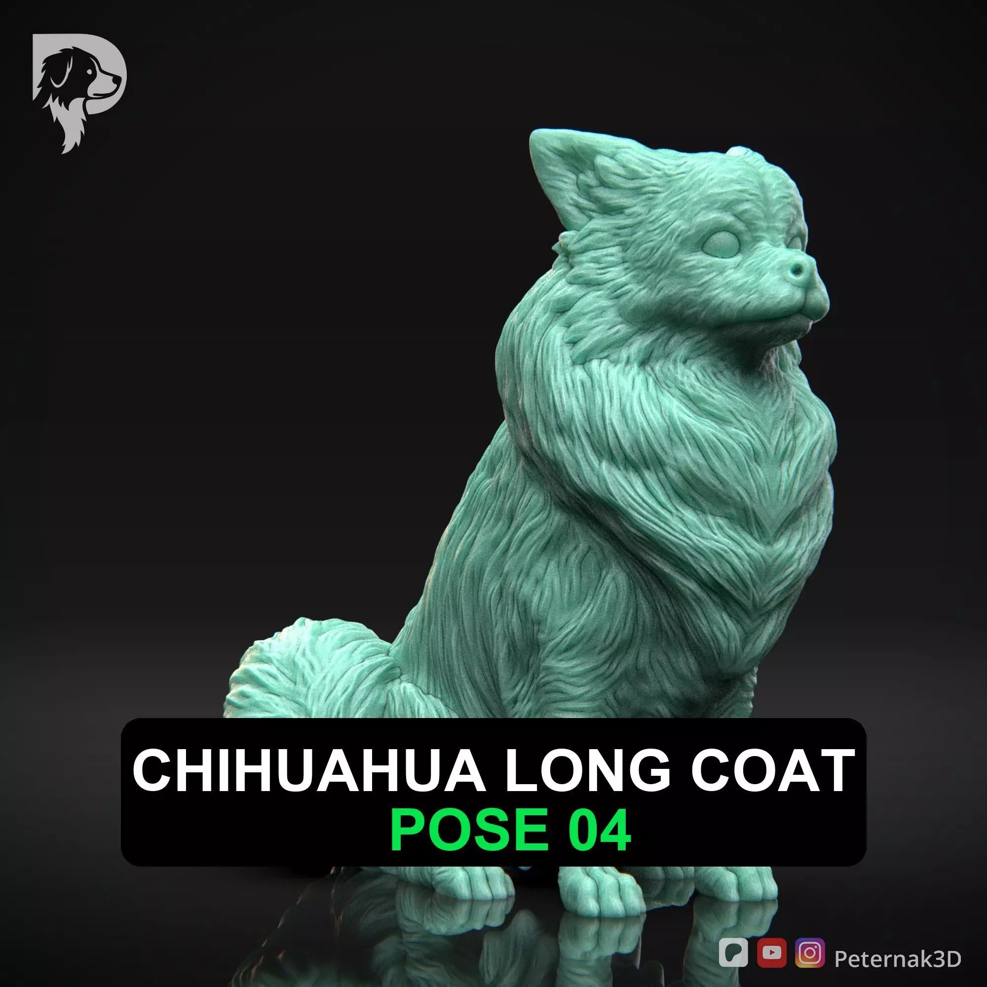 Dog 3D Print Model Chihuahua Long Coat Dog Pose 04 Ready STL 3D print model