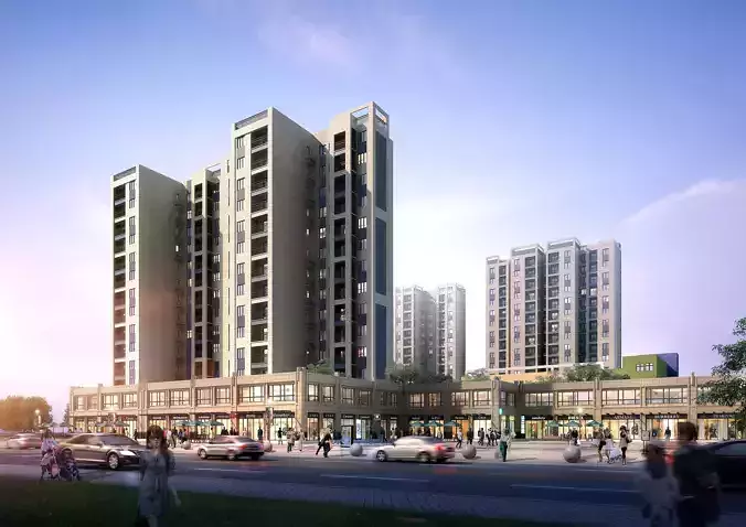 3Dmax fashion city commercial square building 45