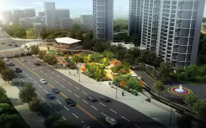 3Dmax fashion city commercial square building 47