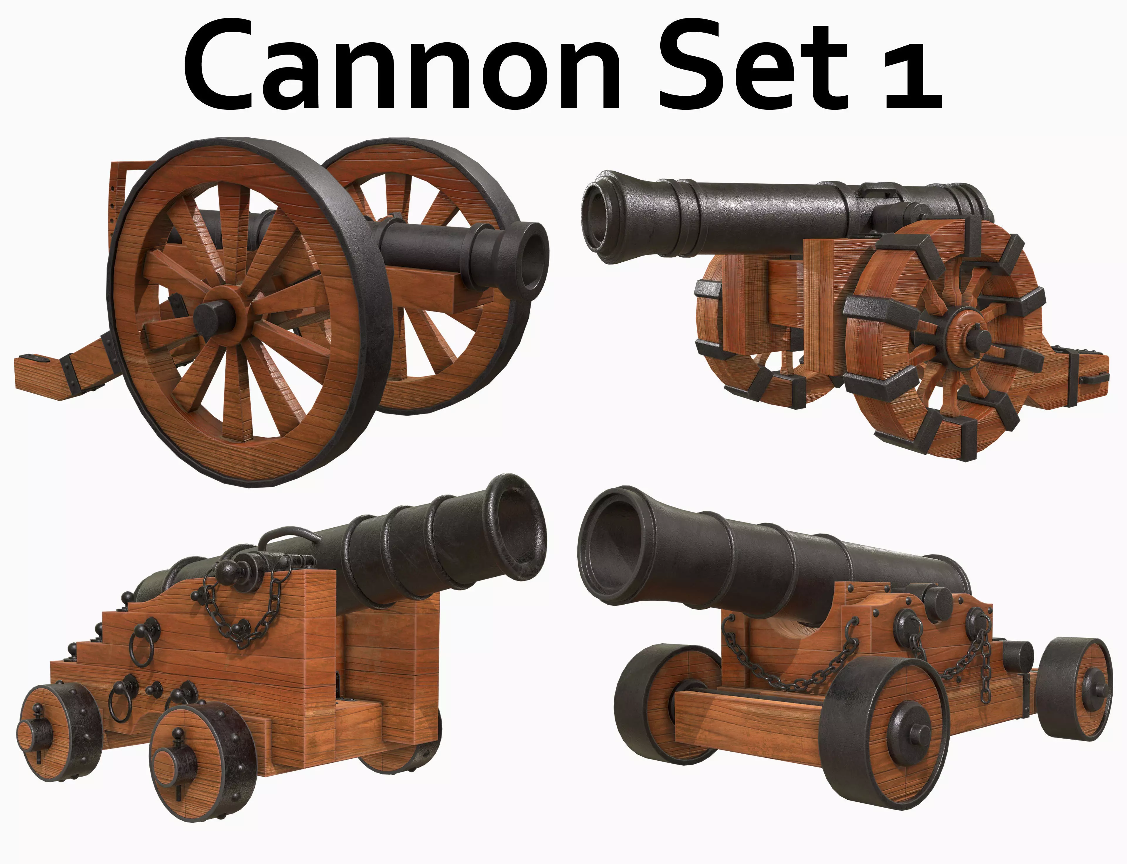 Cannon Set 1 3D Model Collection_0