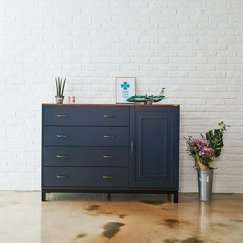 Plum solid wood 4-tier wide drawer chest  3D model