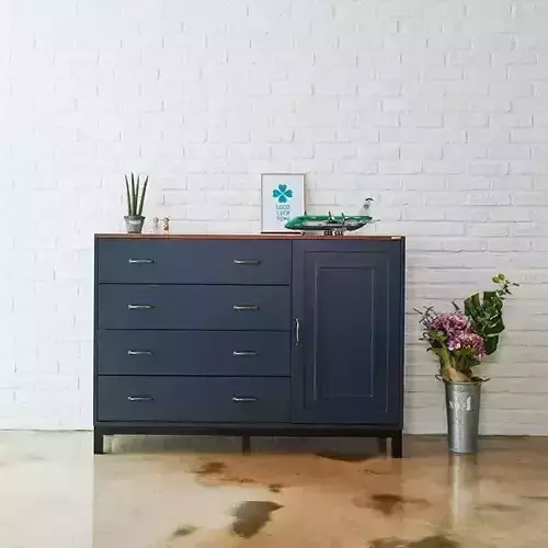 Plum solid wood 4-tier wide drawer chest 