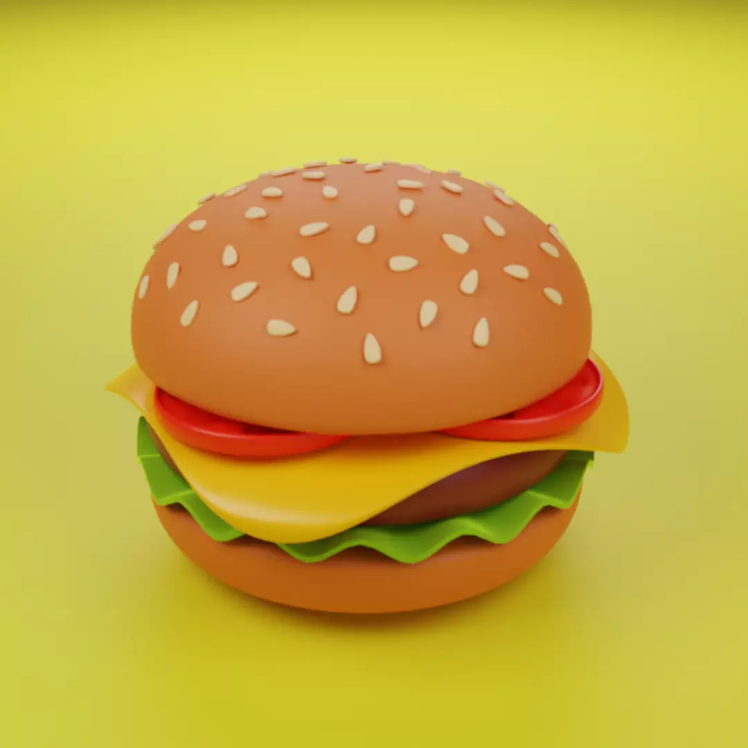 Burger Low-poly 3D model_0