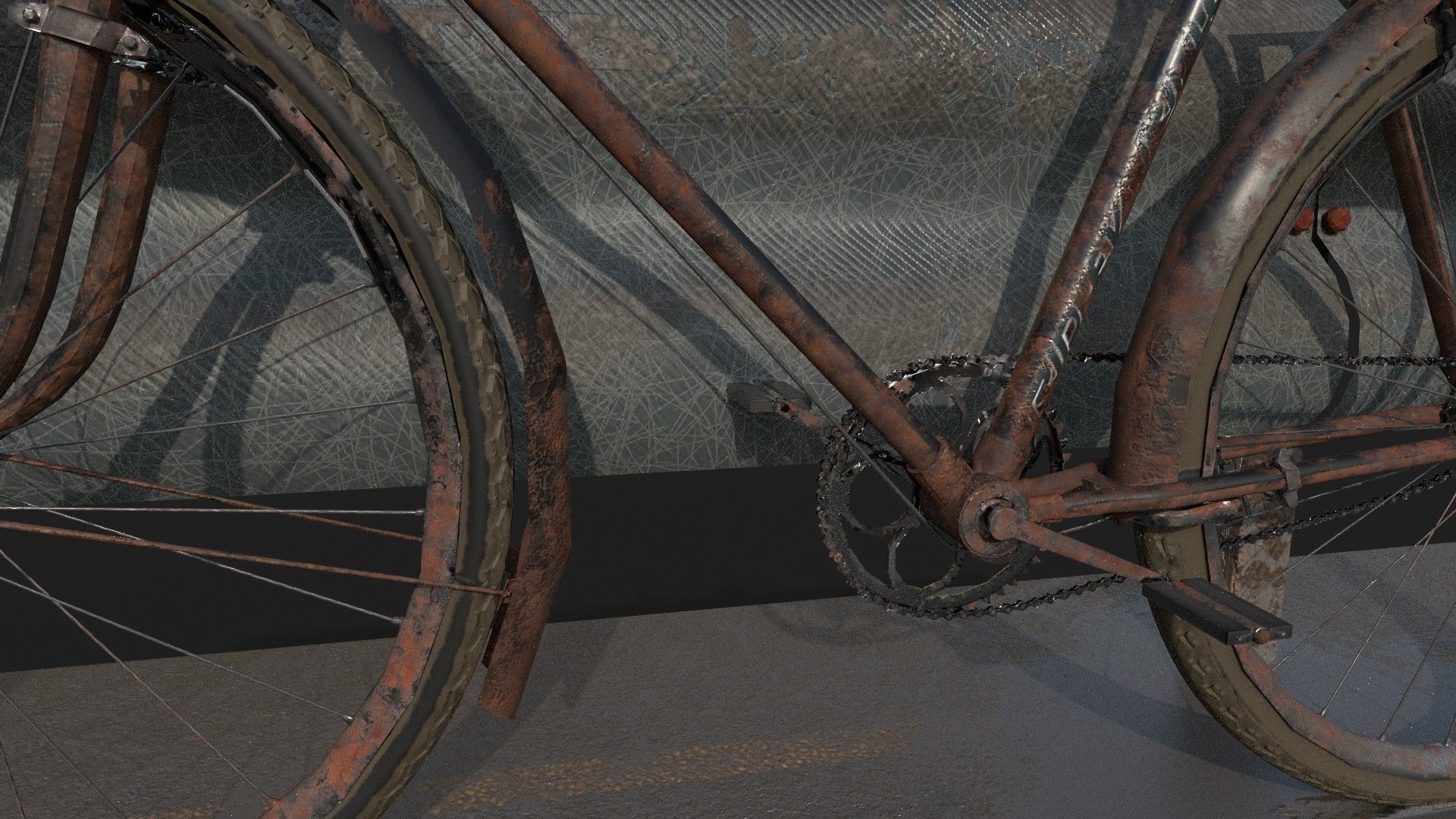 rust bicycle Low-poly 3D model_7
