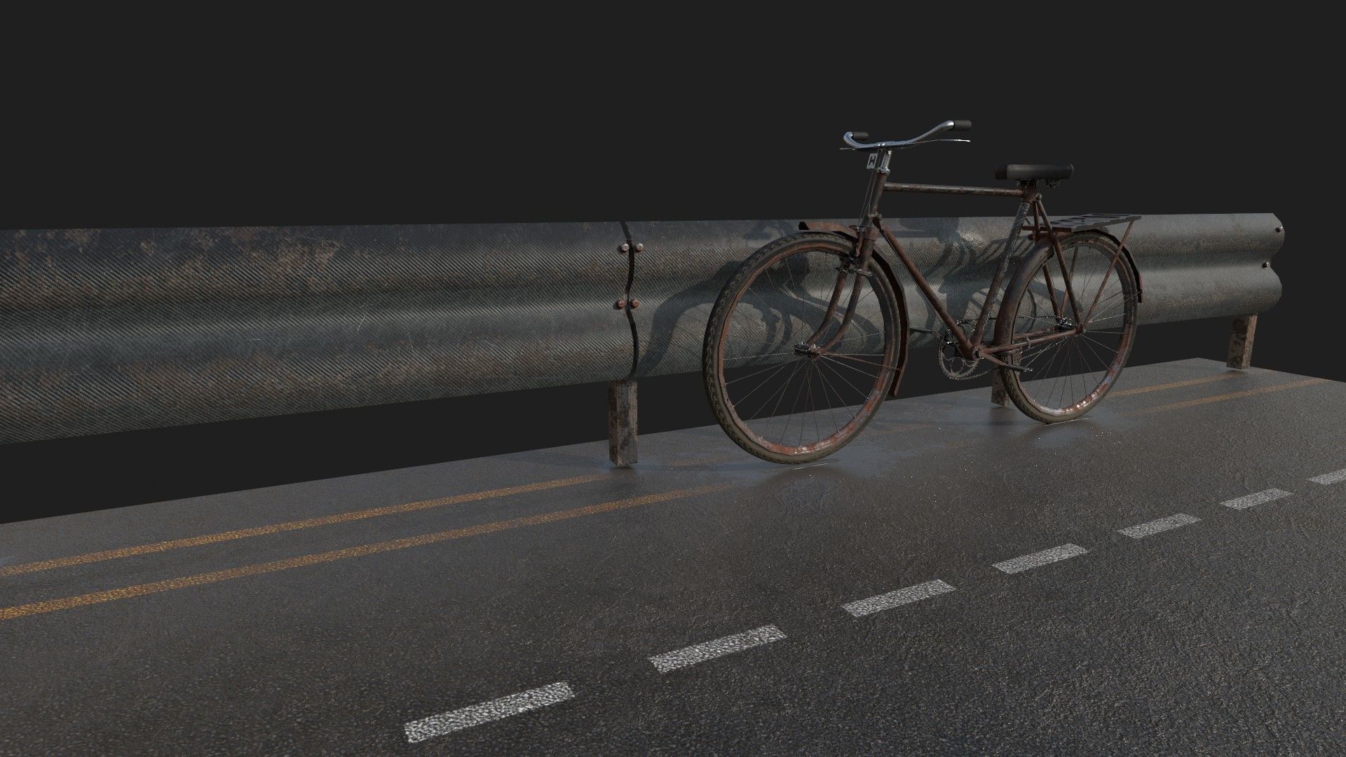 rust bicycle Low-poly 3D model_3